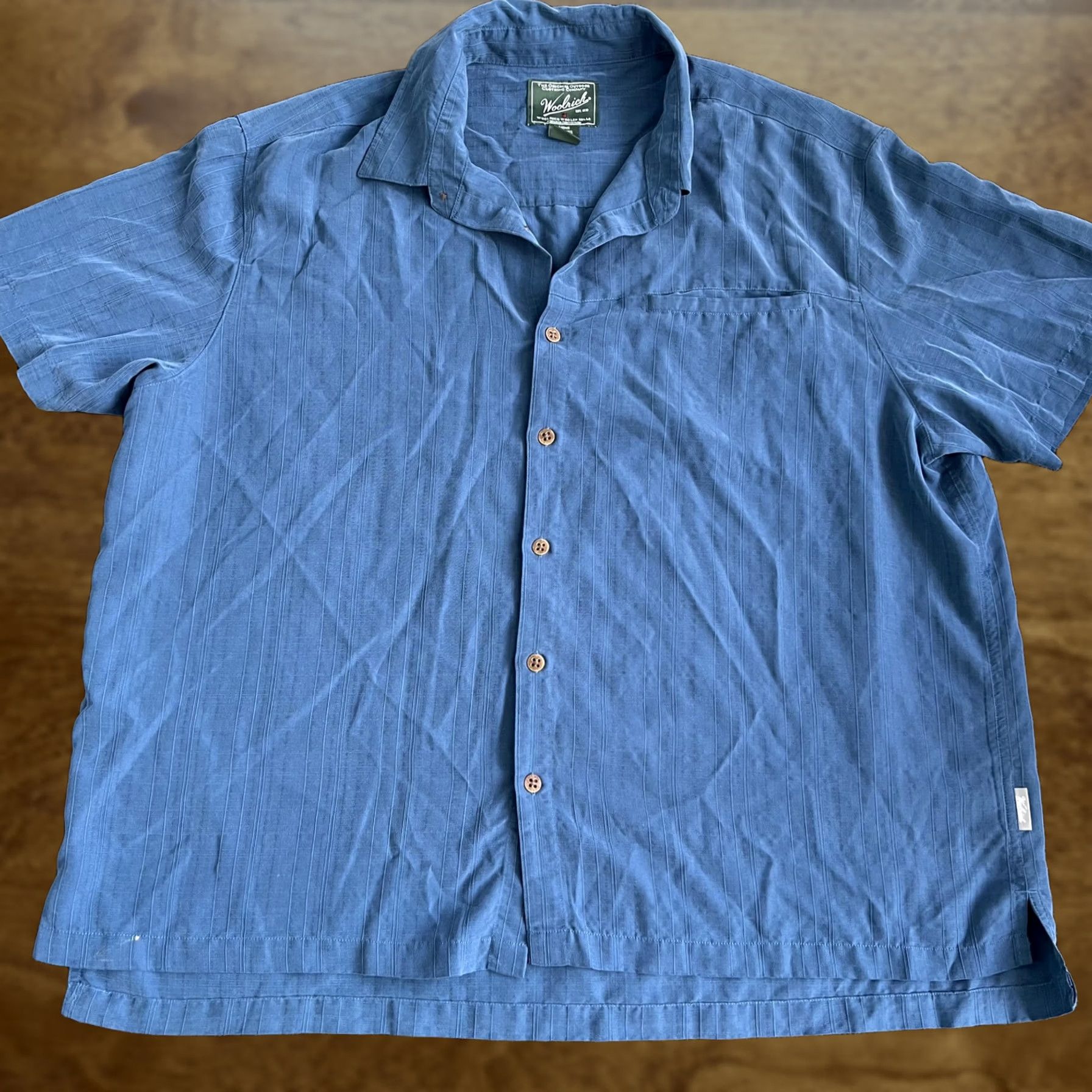 Vintage Woolrich Shirt Mens 2XL Blue Stripe Short Sleeve Button Up Lightweight Casual Size US XXL / EU 58 / 5 - 1 Thumbnail