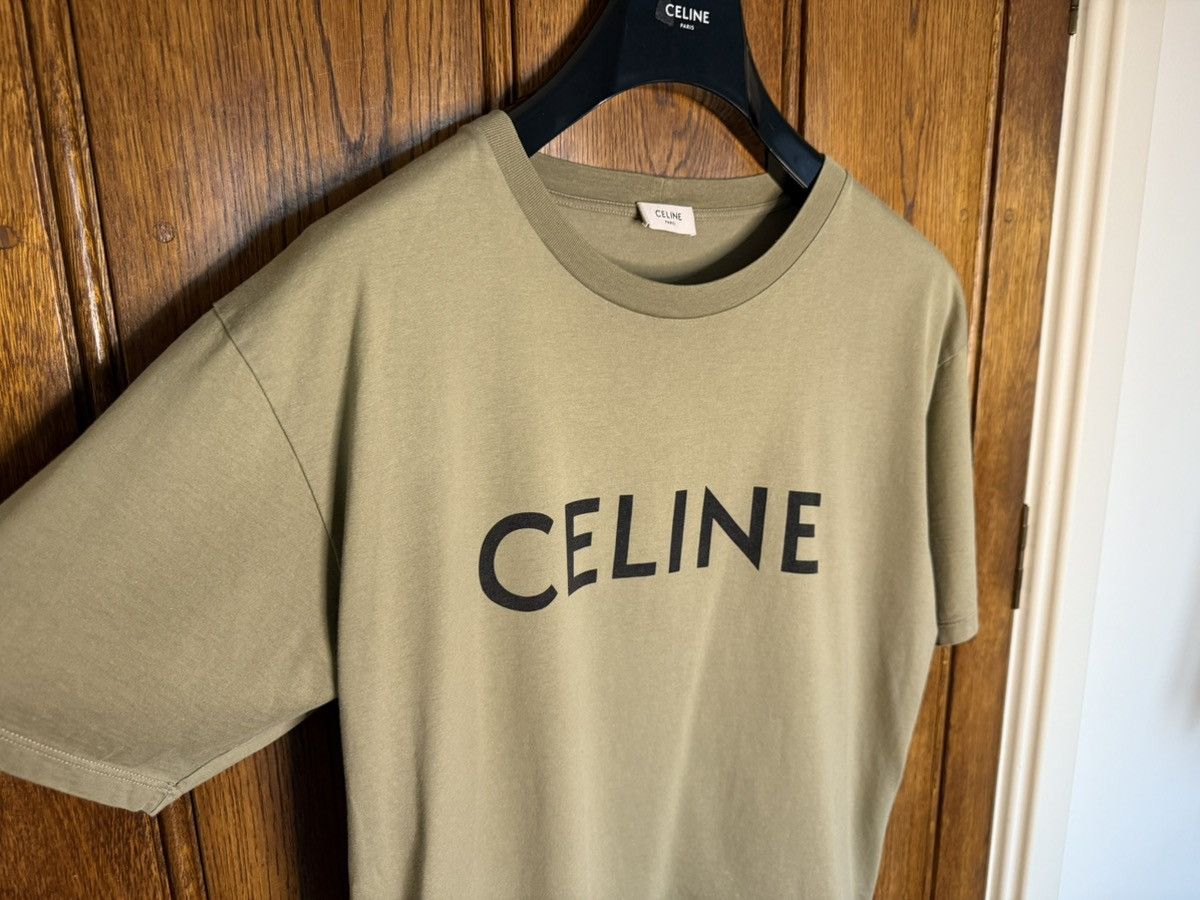Celine Celine logo t shirt Hedi Slimane khaki green M grail Size US M / EU 48-50 / 2 - 9 Thumbnail