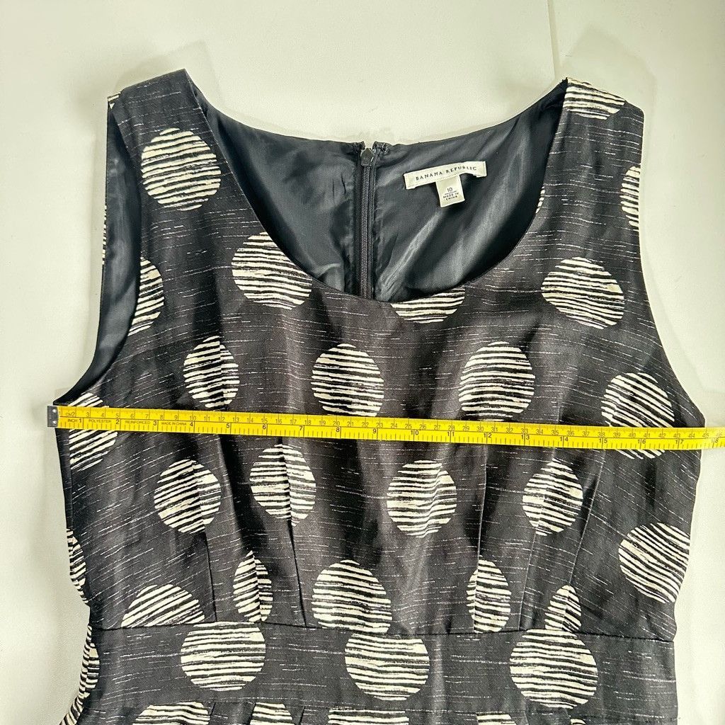 Banana Republic Banana Republic Tan Polka Dot Black Linen Fit Flare Dress 10 Size L / US 10 / IT 46 - 10 Thumbnail