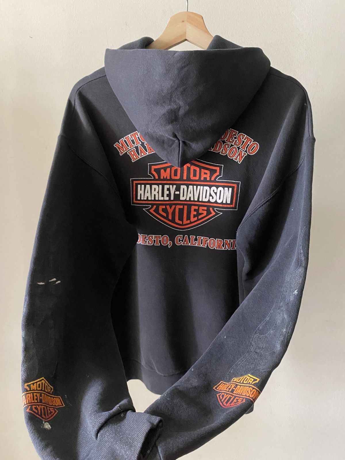 Harley Davidson Vintage Thrashed Faded 1990s Harley Davidson Flame Hoodie Size US M / EU 48-50 / 2 - 2 Thumbnail