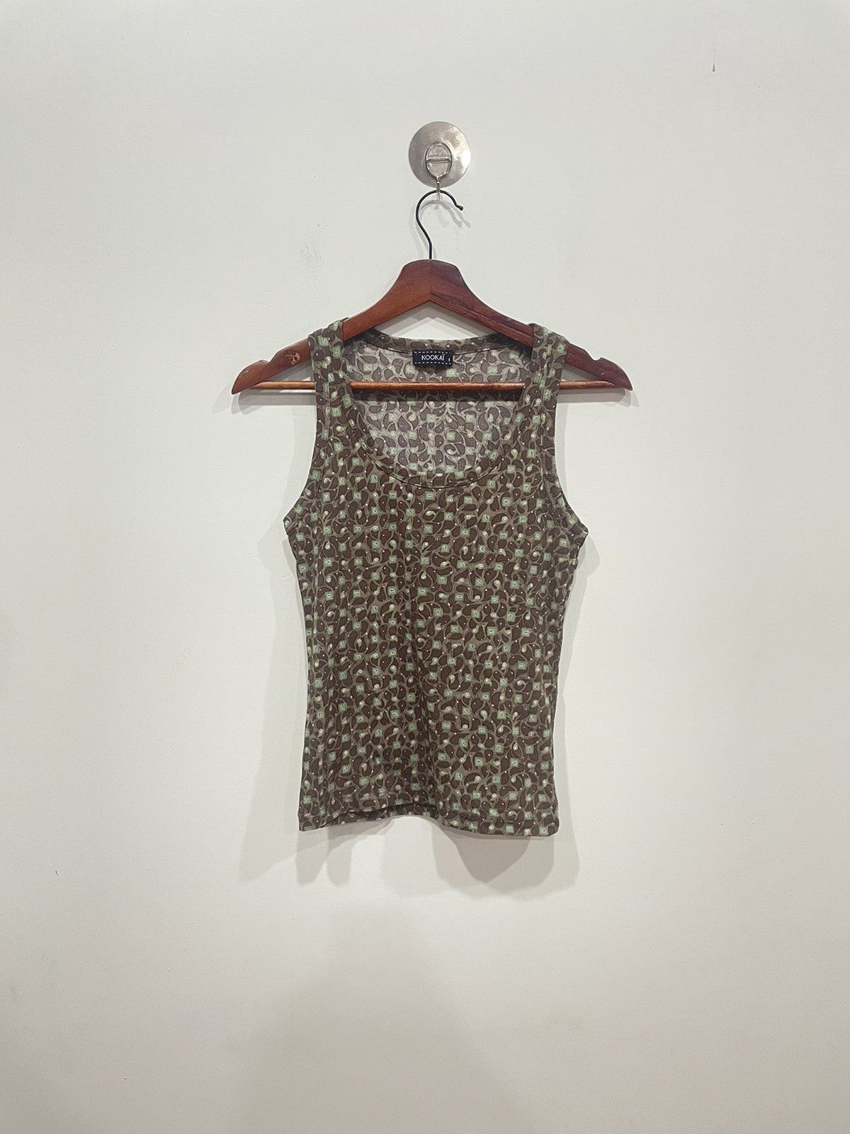 image of Vintage Kookai Tank Top in Army Dark Brown, Women's (Size Small)