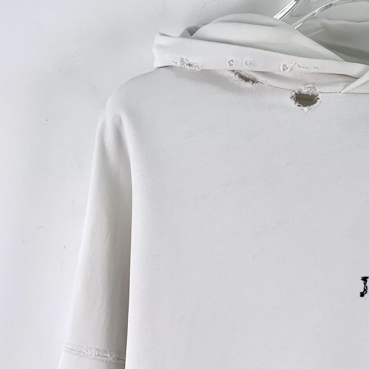 Balenciaga Balenciaga White Hole Design Cotton Hooded Sweatshirt K26WX Size XS / US 0-2 / IT 36-38 - 3 Thumbnail
