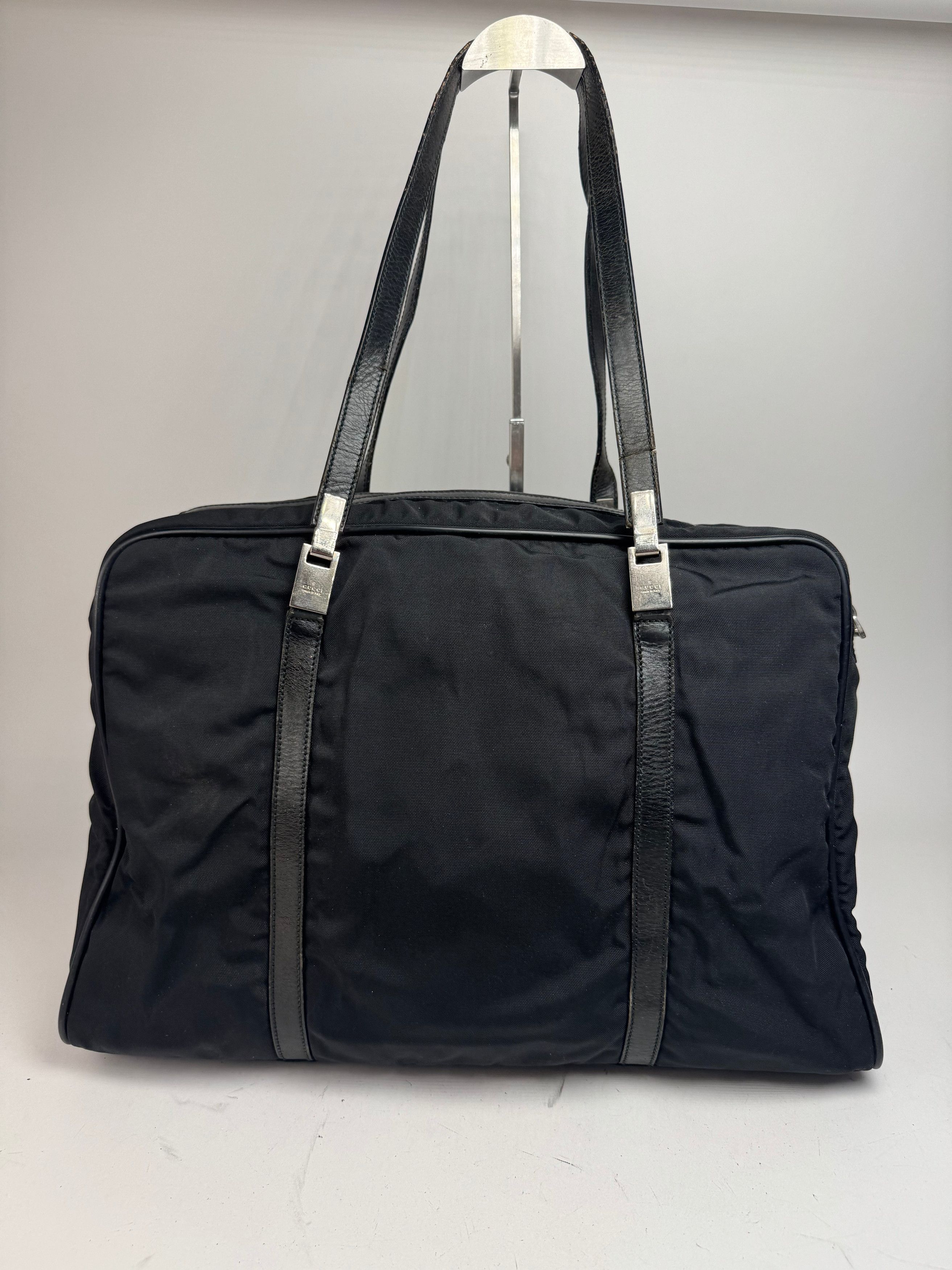 Gucci Vintage Polyester Leather Duffel Bag / Weekender Black Size ONE SIZE - 1 Thumbnail