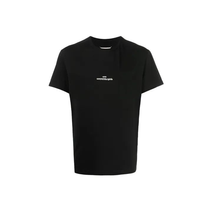 Maison Margiela Maison Margiela Logo Print Black Short Sleeve T-Shirt 0079 Size US M / EU 48-50 / 2 - 1 Thumbnail