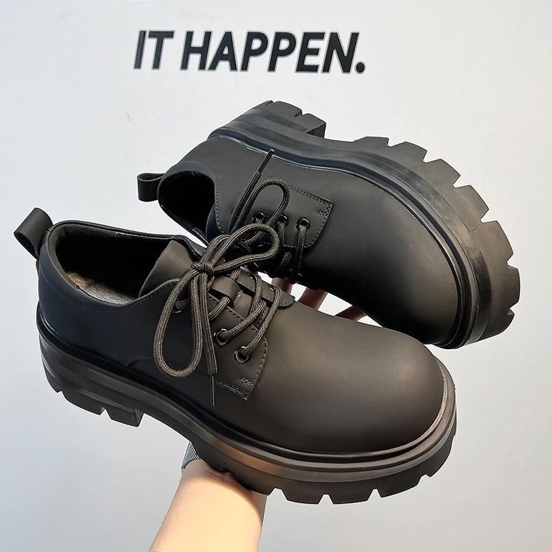 Black Chunky Leather Boots