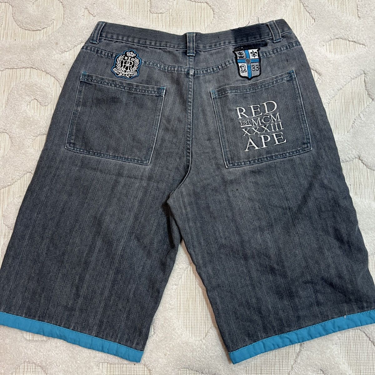 JNCO Crazy Vintage Y2K Red Ape Jean Shorts Hip Hop JNCO Style Size US 38 / EU 54 - 1 Thumbnail