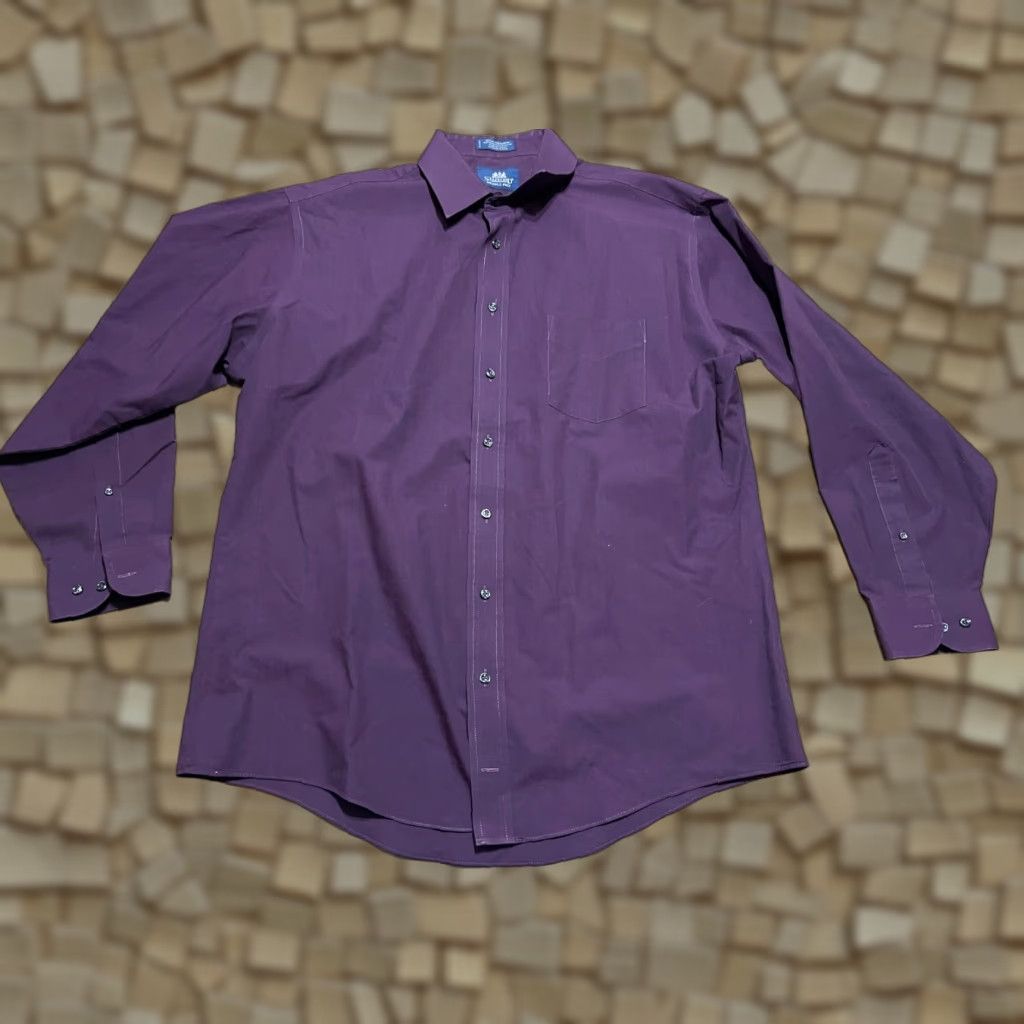Stafford Stafford Shirt Men 17 34/35 Purple Long Sleeve Button Up Athletic Fit Casual Size US XL / EU 56 / 4 - 1 Thumbnail