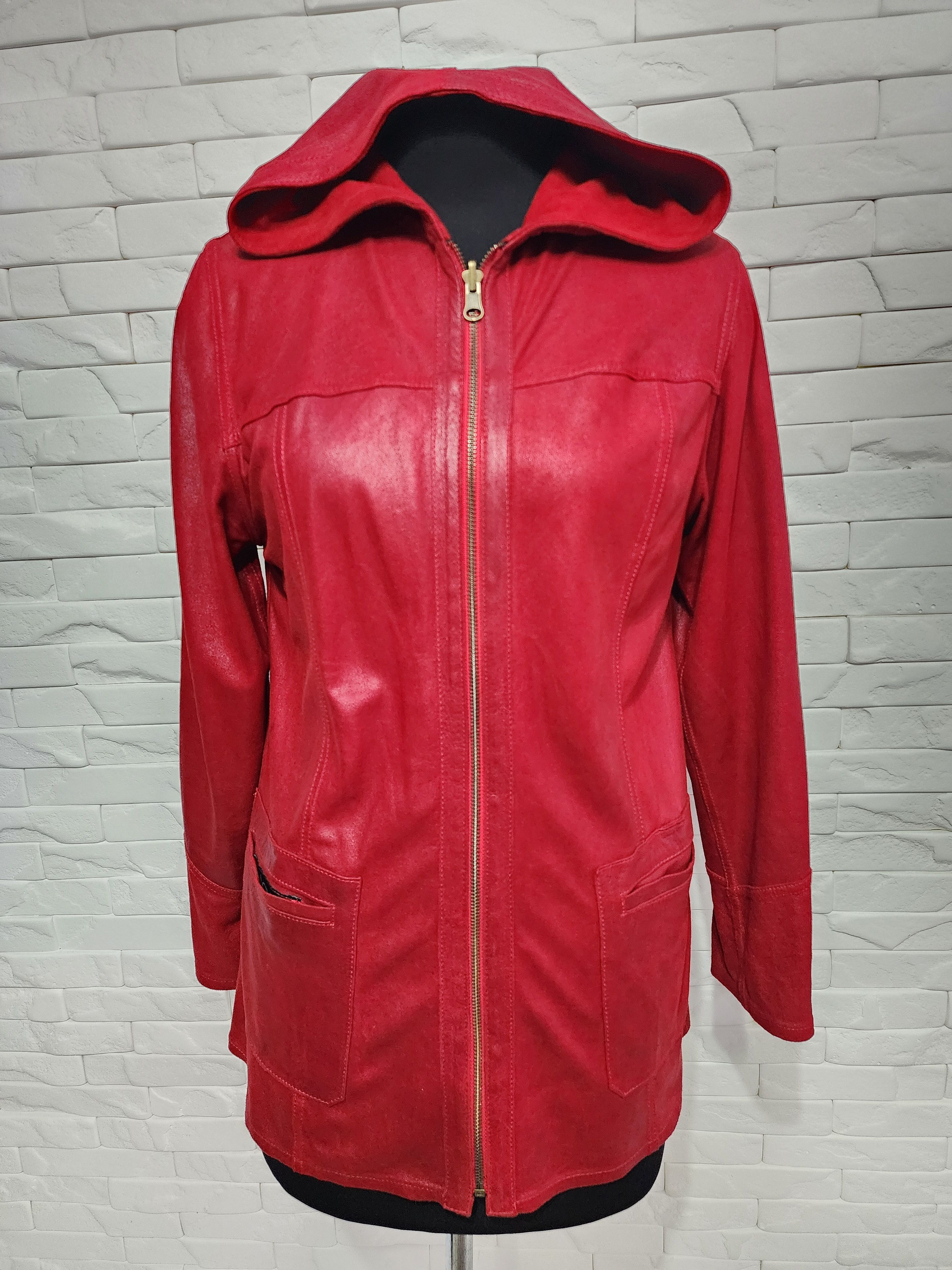 Uniqlo Red reversible leather jacket for women with a hood. Size L / US 10 / IT 46 - 7 Thumbnail