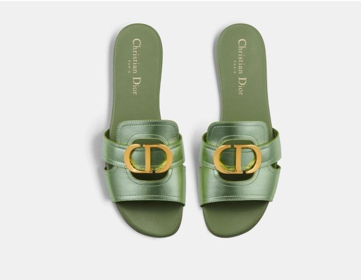 Dior o1w1db10425 KCQ266L 30 Montaigne Slides in Metallic Green Size US 12 / IT 42 - 3 Thumbnail