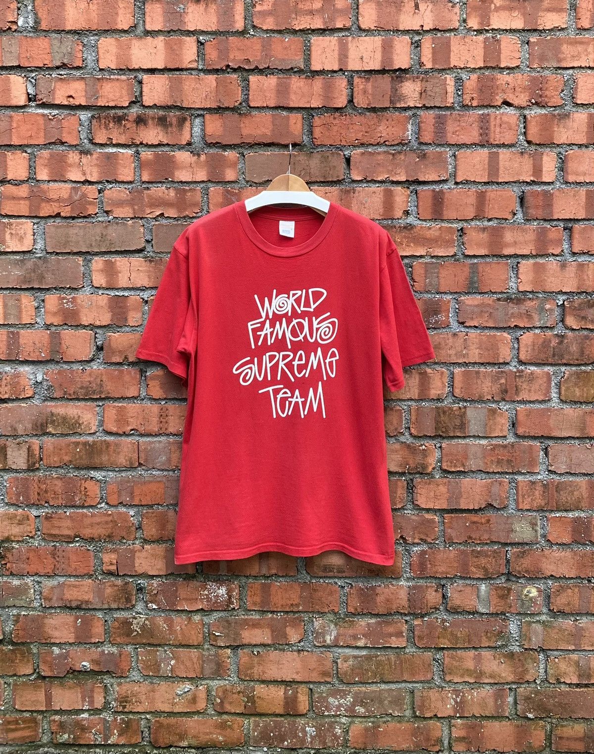 image of Stussy World Famous Supreme Team in Red, Men's (Size XL)