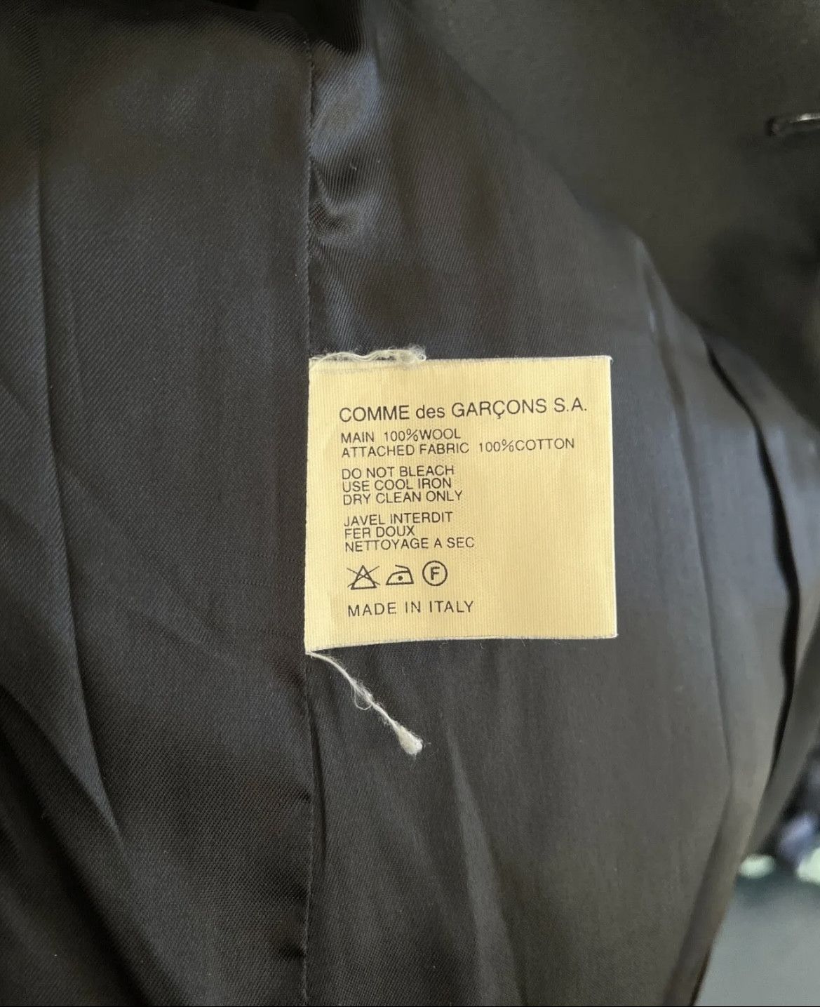 Comme des Garcons Comme Des Garçons Wool Blazer Velvet Details Suit Size 38S - 6 Thumbnail