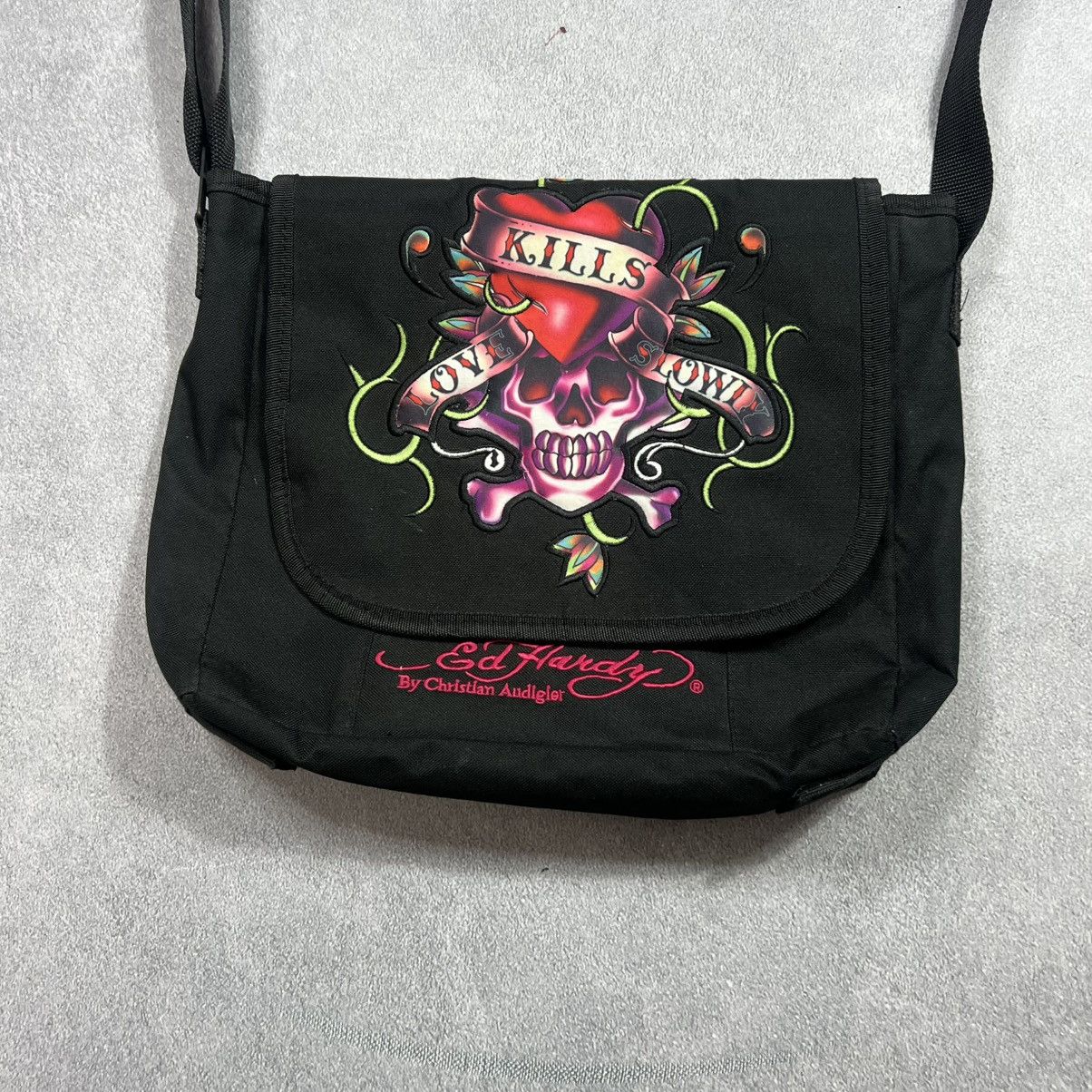 Ed Hardy Rare Ed Hardy Bag Big Logo Rhinestones Vintage Monogram Size ONE SIZE - 5 Thumbnail