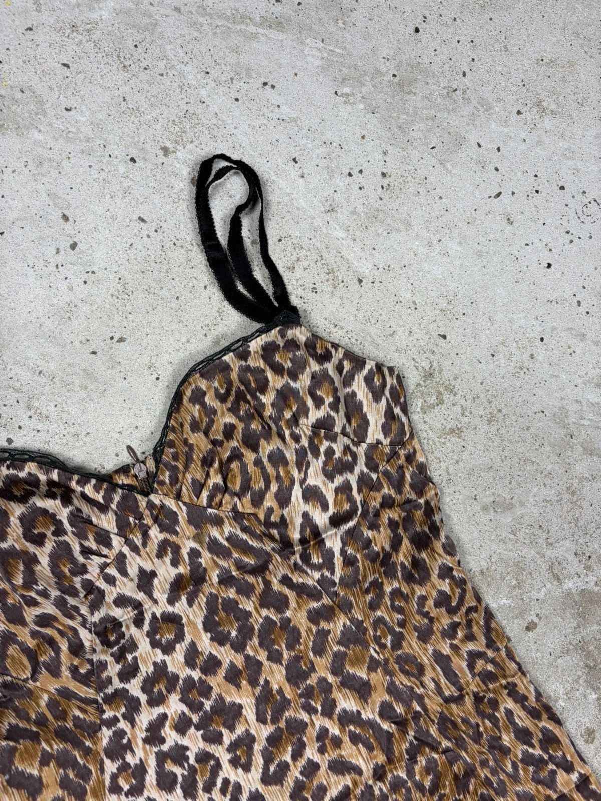 Dolce & Gabbana Vintage 2000s Dolce & Gabbana Leopard Print Slip Dress Lace Size M / US 6-8 / IT 42-44 - 8 Thumbnail