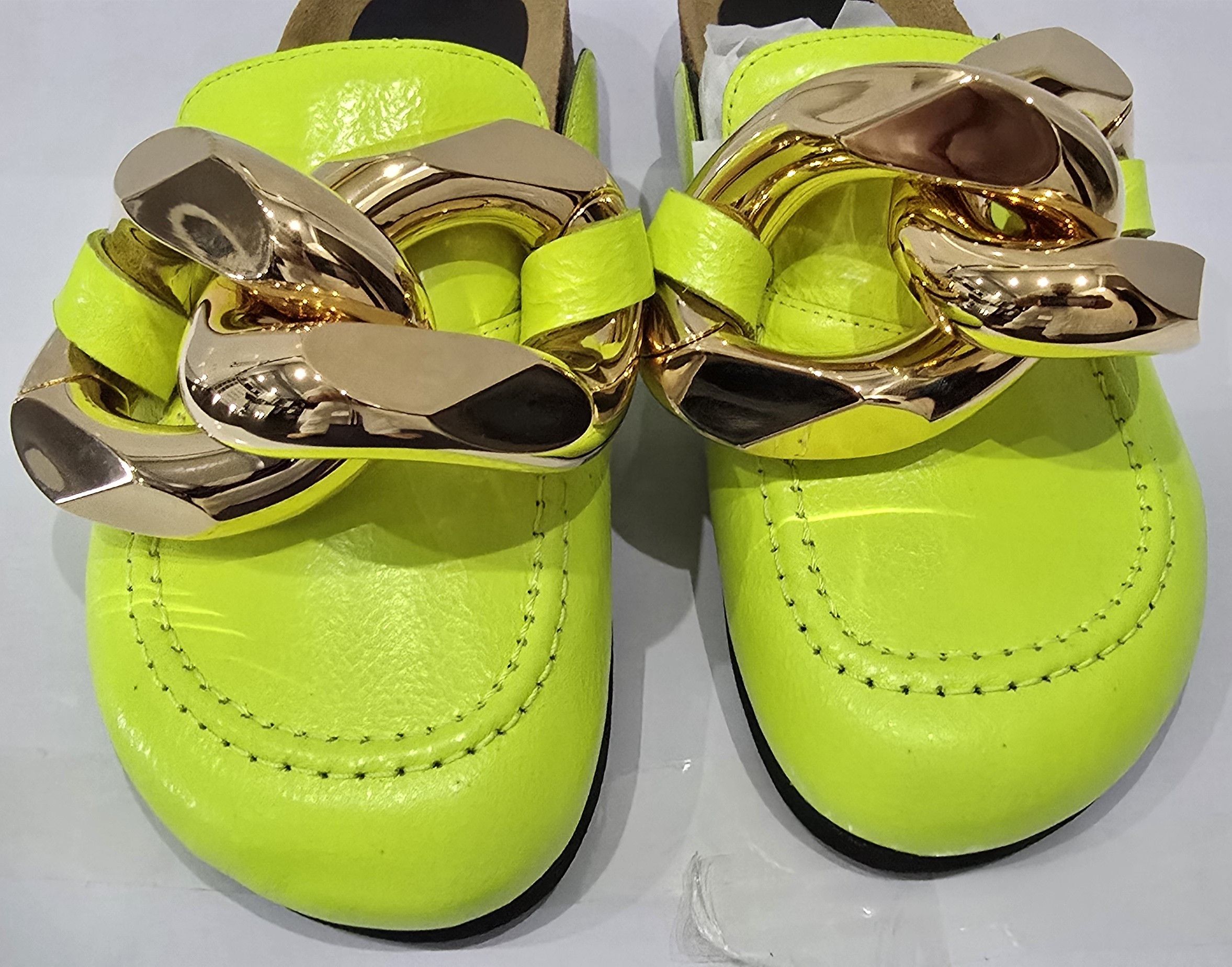 JW Anderson Chain Loafer Mule Neon Green Leather Authentic RRP $595 Size US 6 / IT 36 - 1 Thumbnail