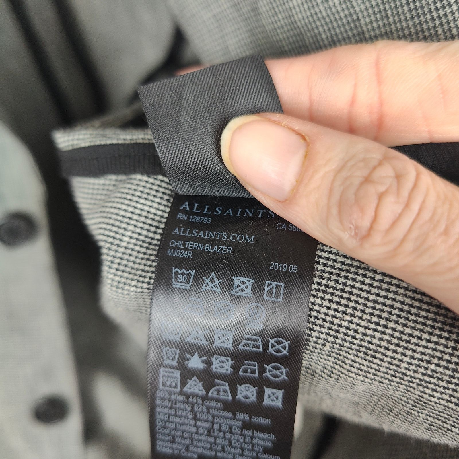 Allsaints AllSaints Chiltern Blazer Men 38 Gray Mini Houndstooth Size 38R - 11 Thumbnail