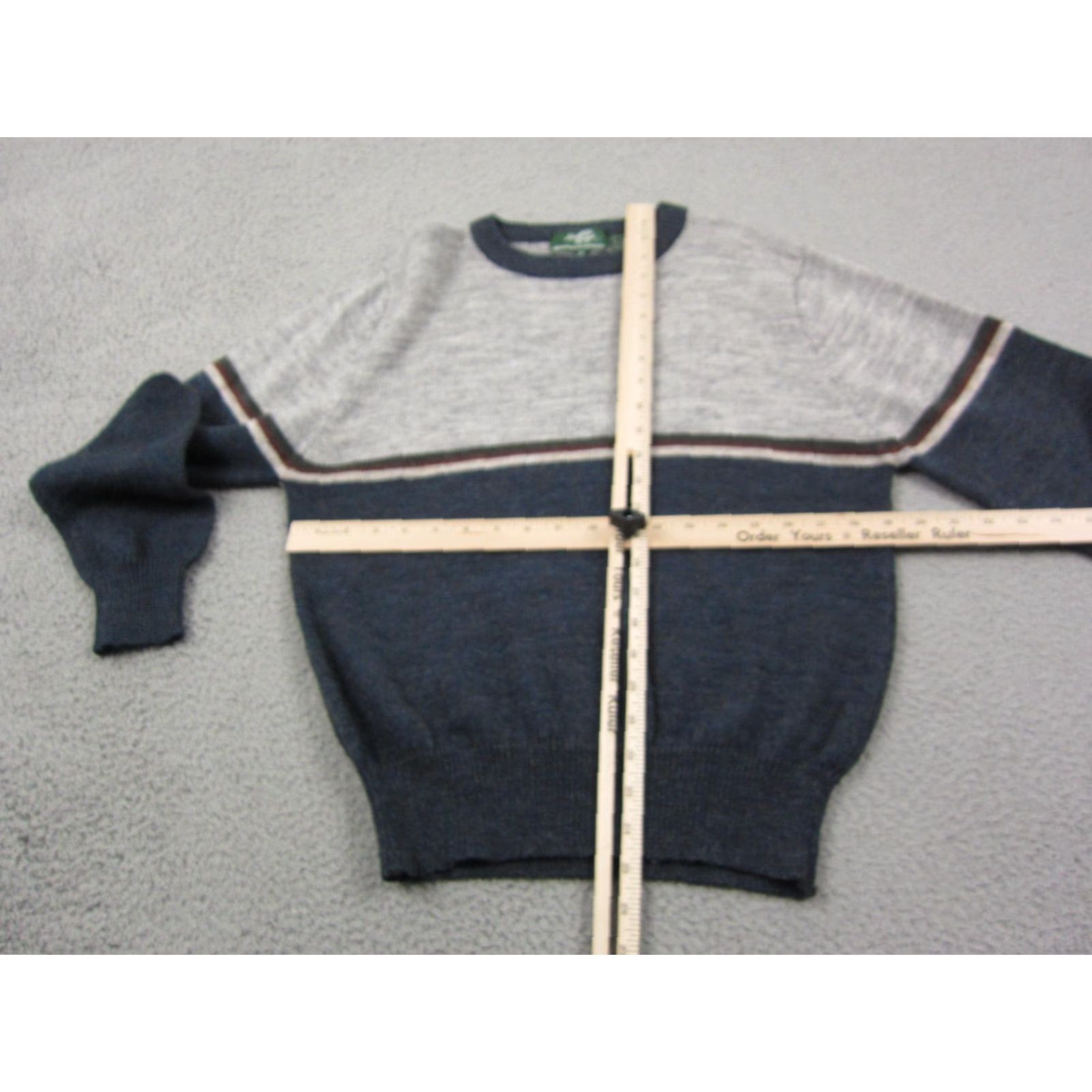 Hunter VINTAGE Hunters Ridge Sweater Womens M Gray Blue Wool Knit Stripe 70s 80s Size M / US 6-8 / IT 42-44 - 5 Thumbnail