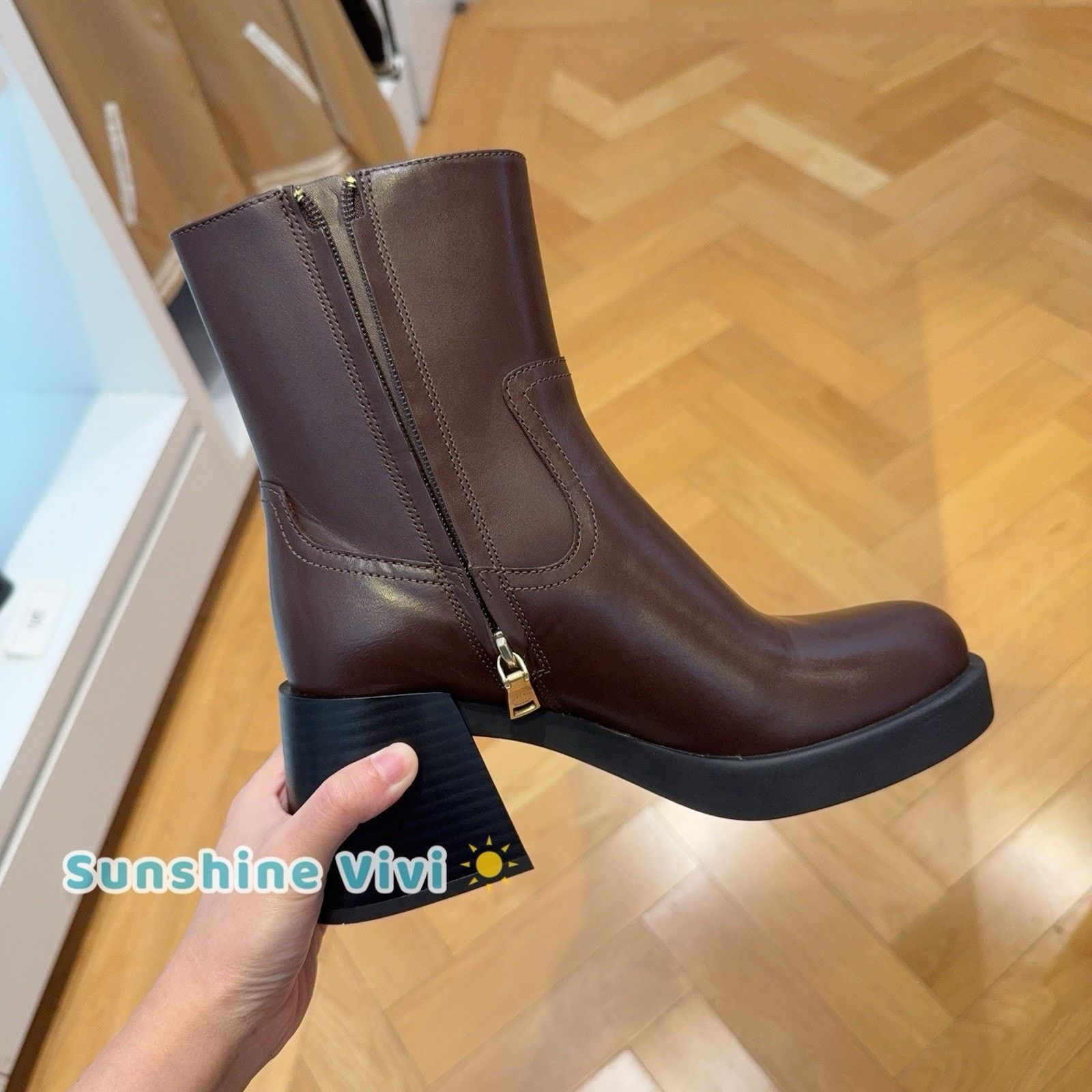 Coach NEW COACH Women's Block Heel Boot CCH17 Maple US 6 Size US 6 / IT 36 - 3 Thumbnail