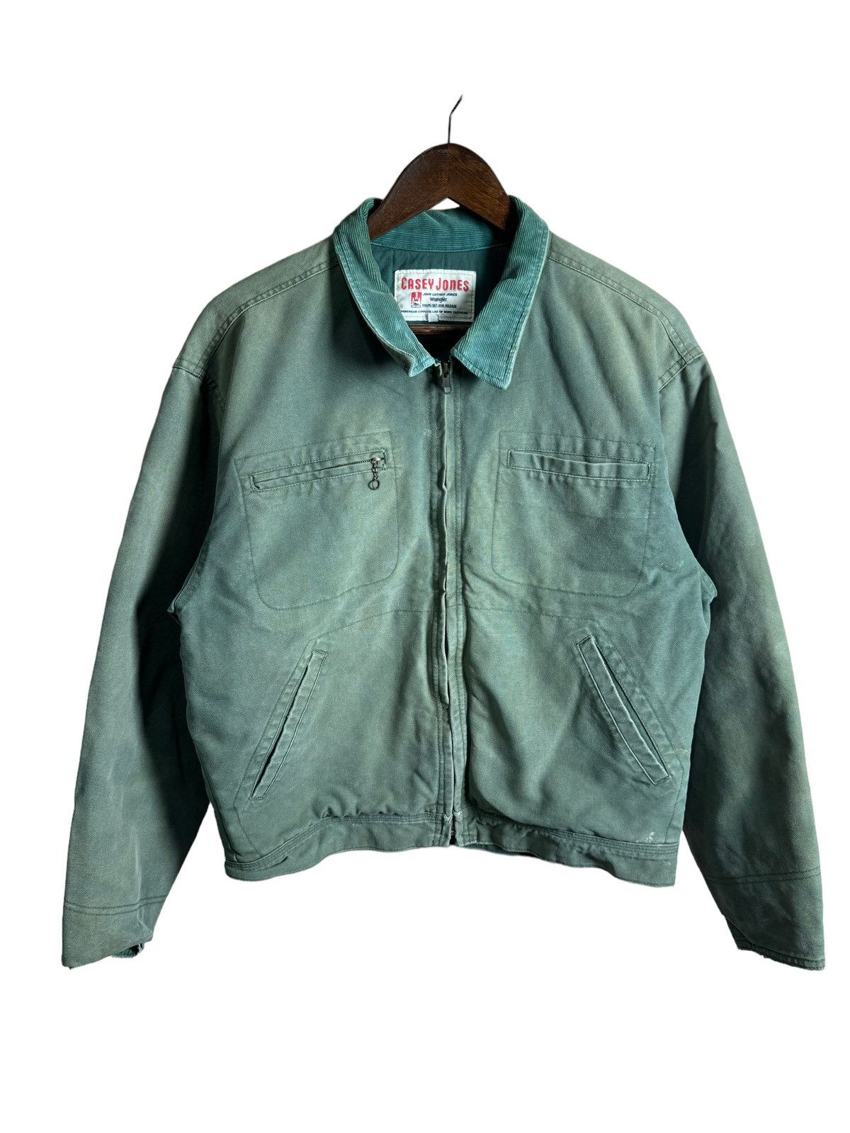 image of Distressed Denim x Vintage Casey Jones Wrangler Detroid Jacket Distressed in Green (Size Medium)