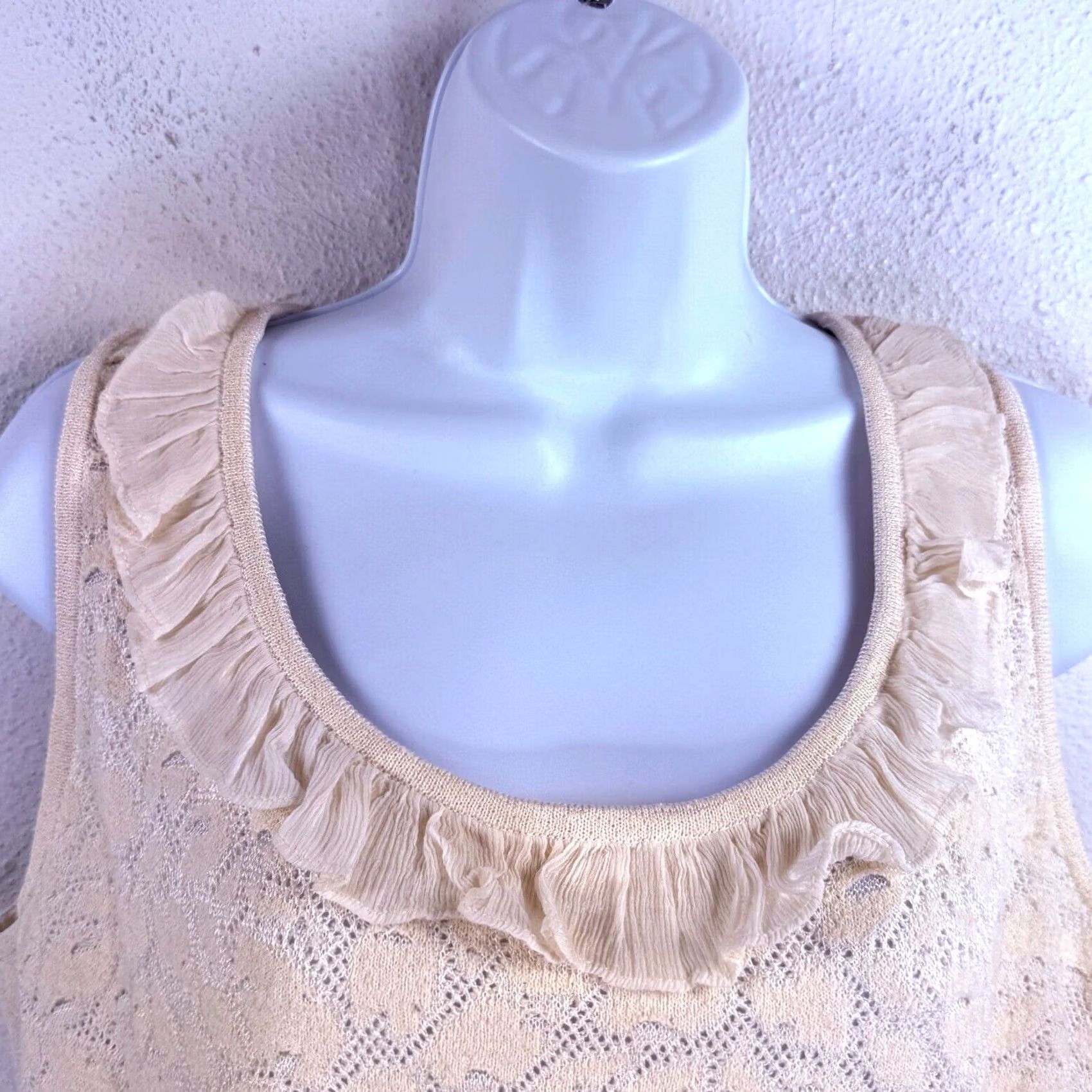St. John St. John Blouse Sleeveless Scoop Neck White Cotton Blend Size M Ruffle Hem Tank Top Women Regular Basic Shirt Classic Fit Size M / US 6-8 / IT 42-44 - 3 Thumbnail