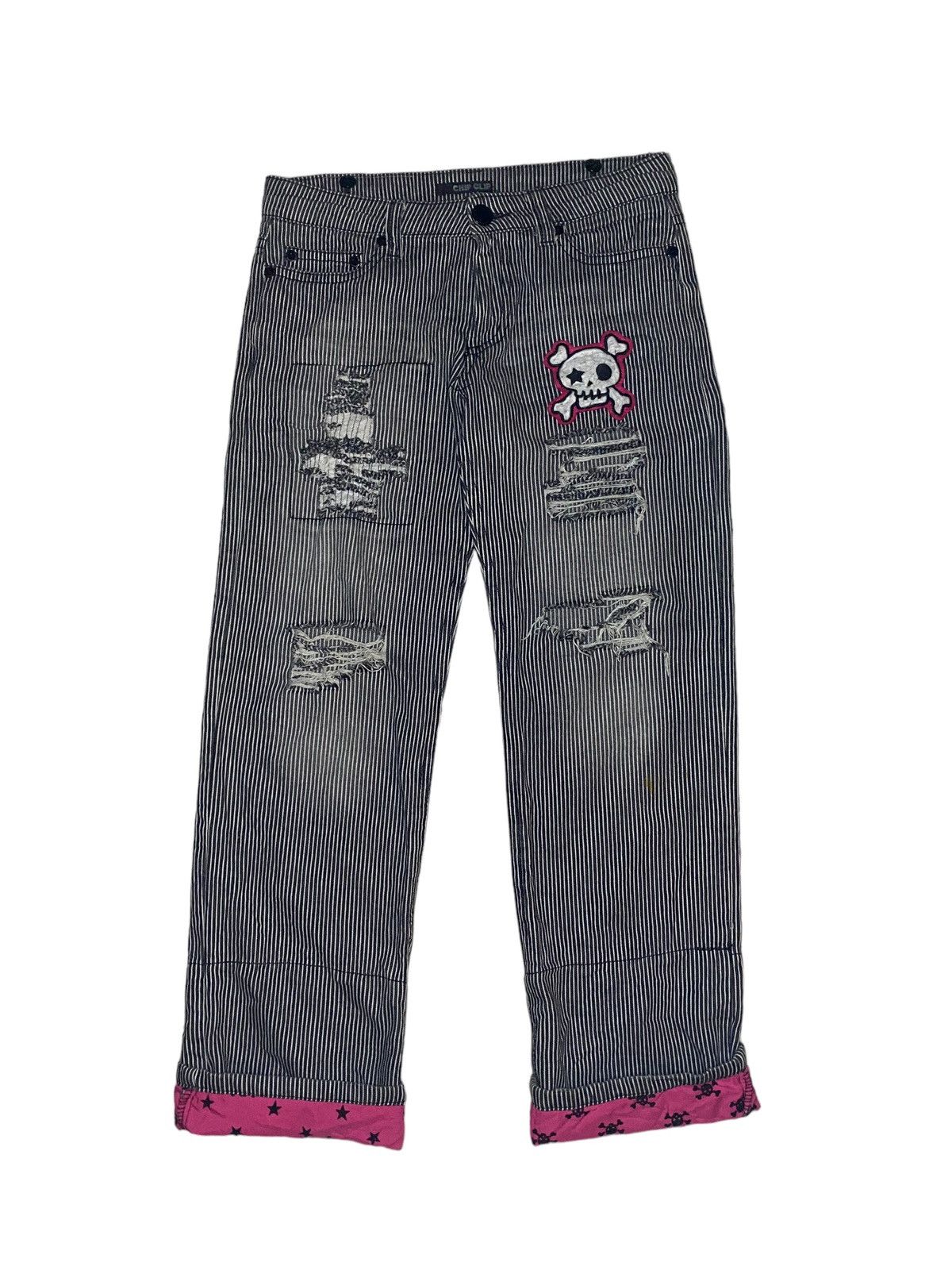 14th Addiction Japanese Brand Chip Clip Distressed Hickory Stripe Pant Size US 33 - 1 Thumbnail