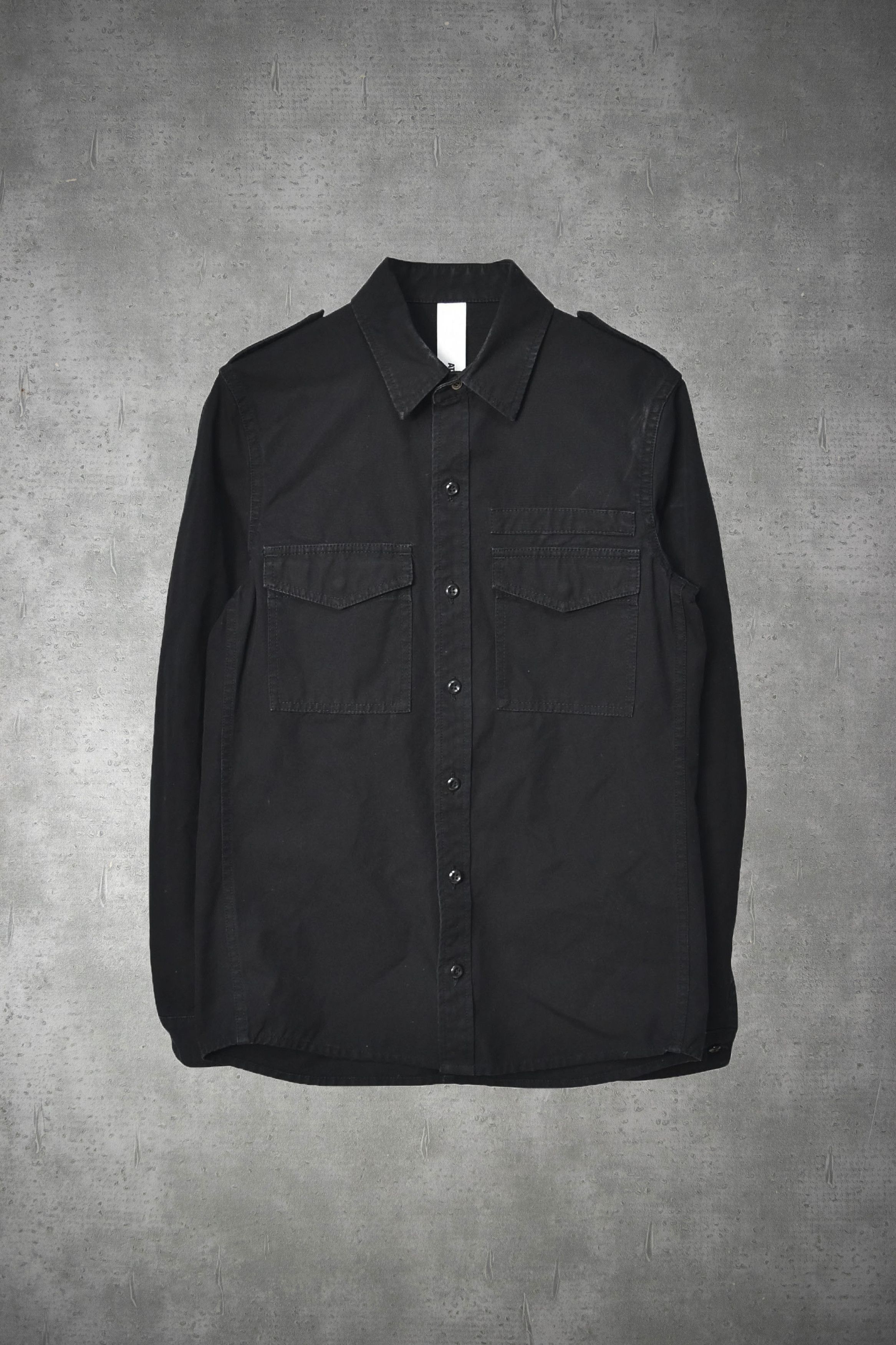 image of Attachment x Kazuyuki Kumagai Attachment Kazuyuki Kumagai Black Plain Military Shirt 26601 - 698 53