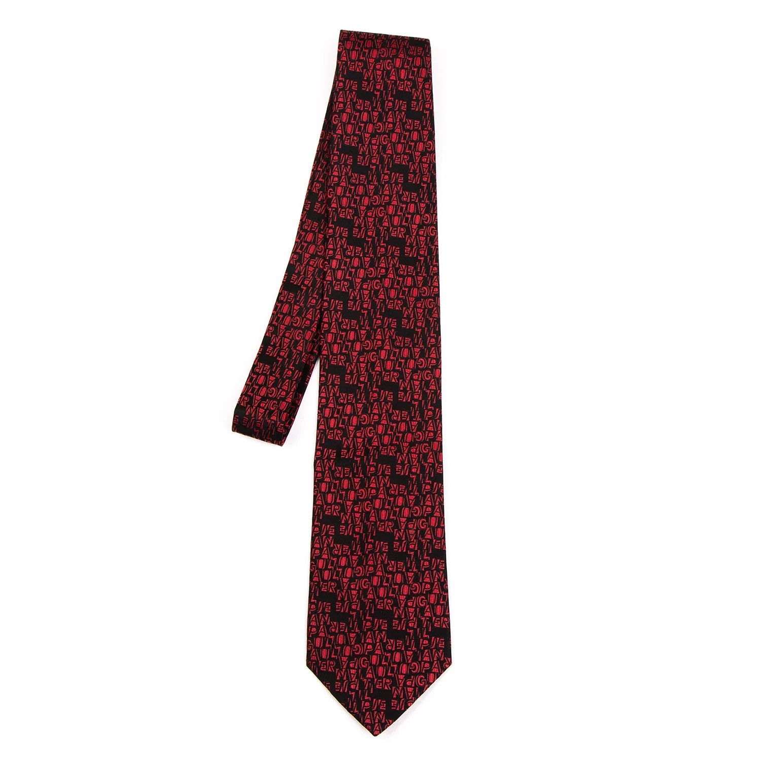 Jean Paul Gaultier Jacquard Logo Tie in Red and Black Size ONE SIZE - 1 Thumbnail