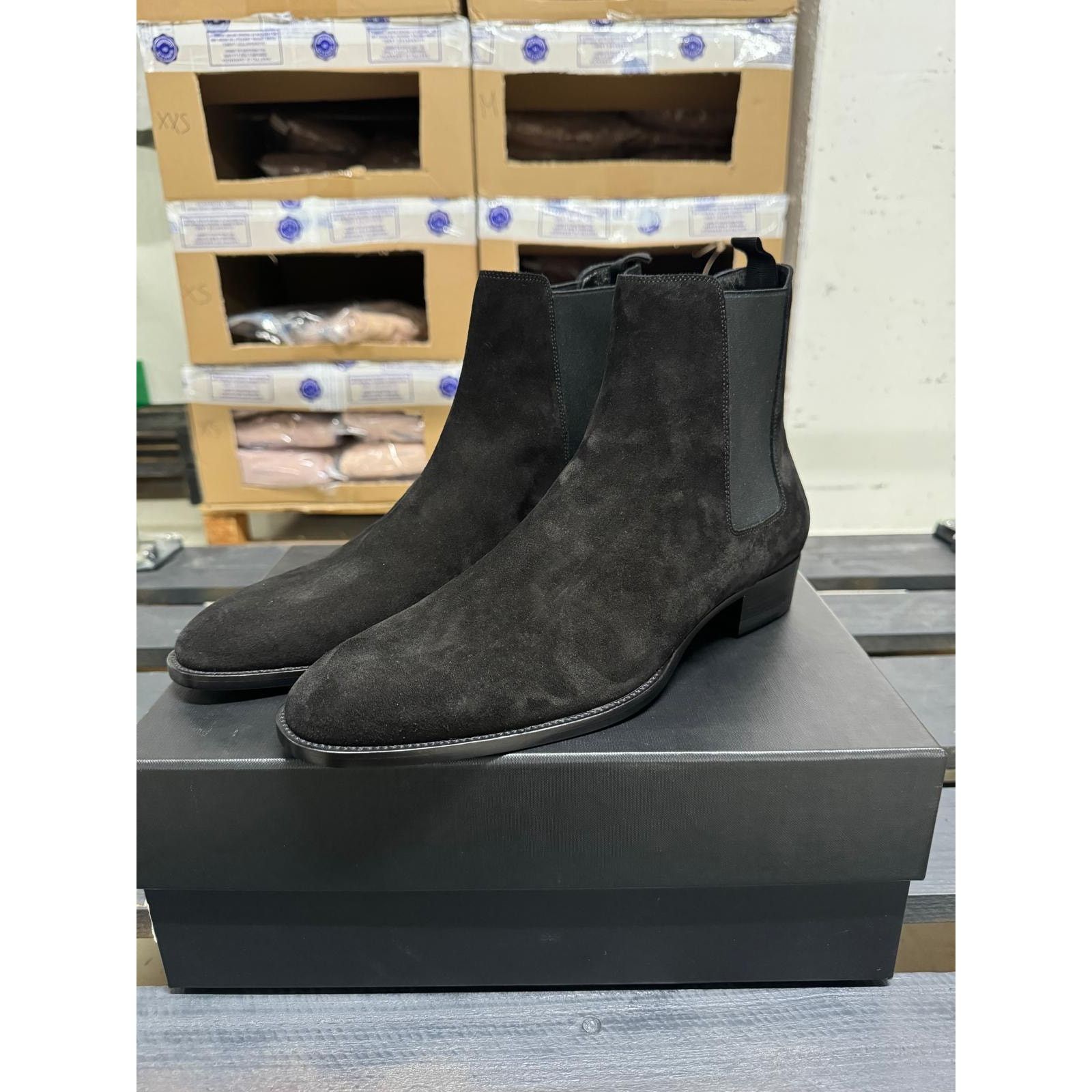 Saint Laurent Paris o1alsimx924 375680 Suede Chelsea Boots in Black Size US 12 / EU 45 - 5 Thumbnail