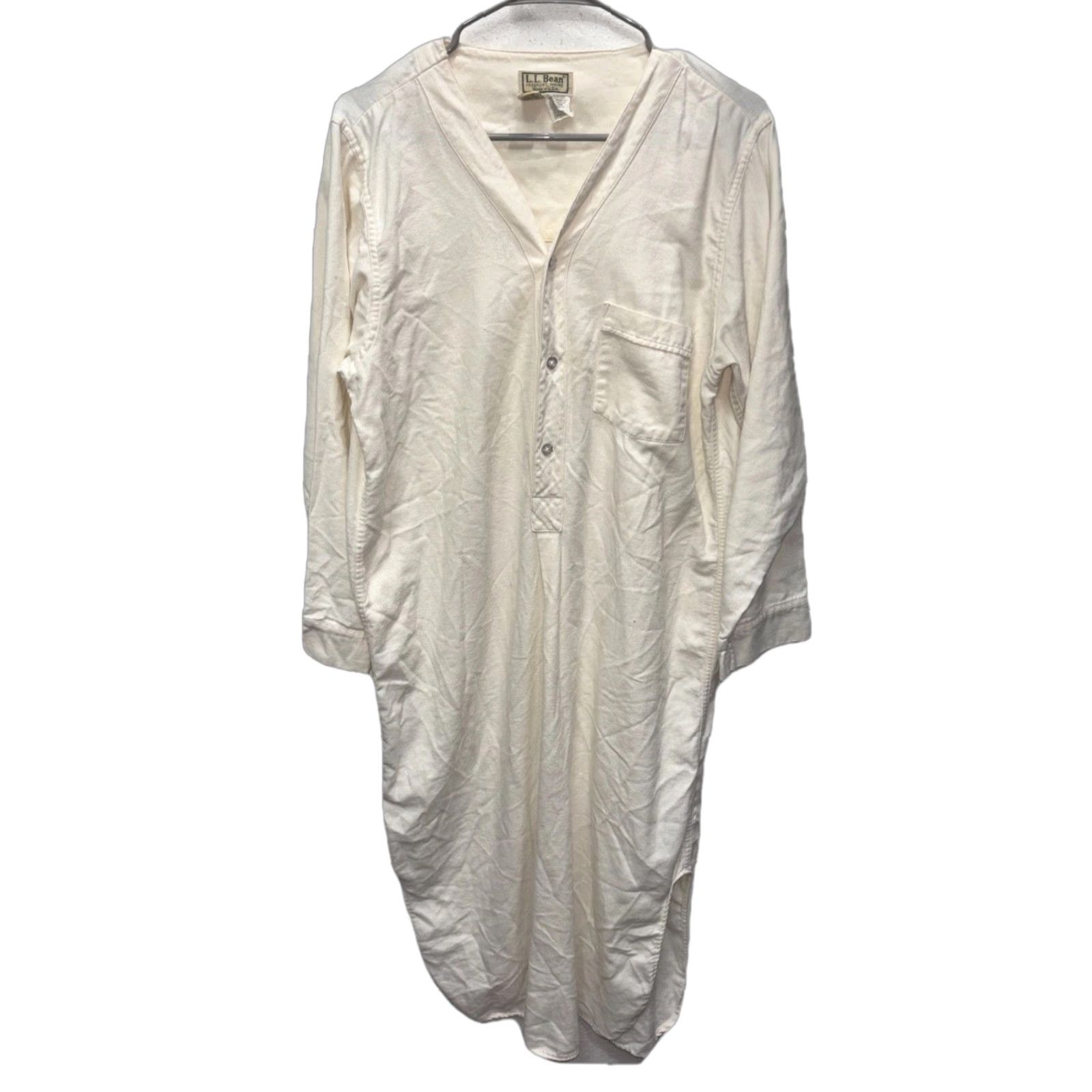 Vintage VINTAGE L.L. Bean Nightshirt Women Ivory Night Gown Sleep Shirt L 100% Cotton Long Sleeve V-Neck Cottagecore Retro Classic Cozy Nightwear Size L / US 10 / IT 46 - 1 Thumbnail