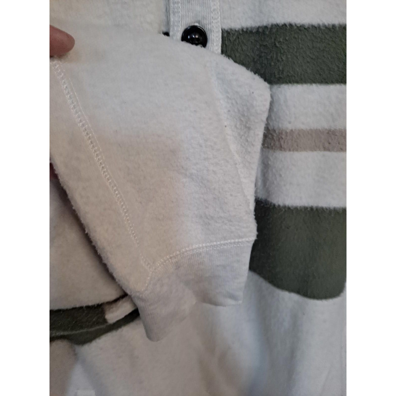 Chaps Chaps 4 Button White with Green and Tan Striped Sweater Size Size US L / EU 52-54 / 3 - 4 Thumbnail