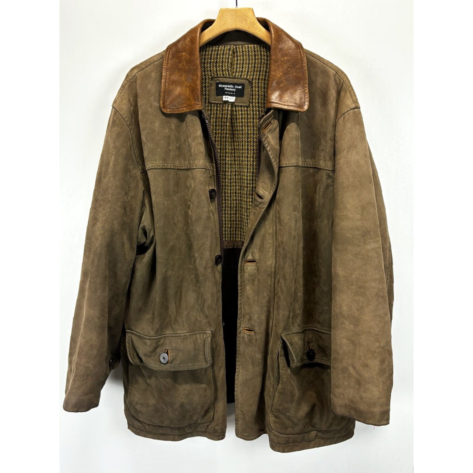 Vintage VINTAGE Sheepskin Coat Factory Leather Chore Coat Men 44 Brown USA Lined Mid-Length Heavy Size US S / EU 44-46 / 1 - 6 Thumbnail