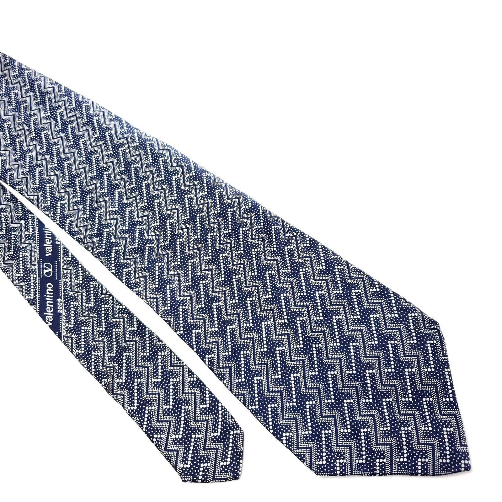 Valentino Valentino Cravatte Blue Abstract Woven Short Silk Tie Size ONE SIZE - 1 Thumbnail