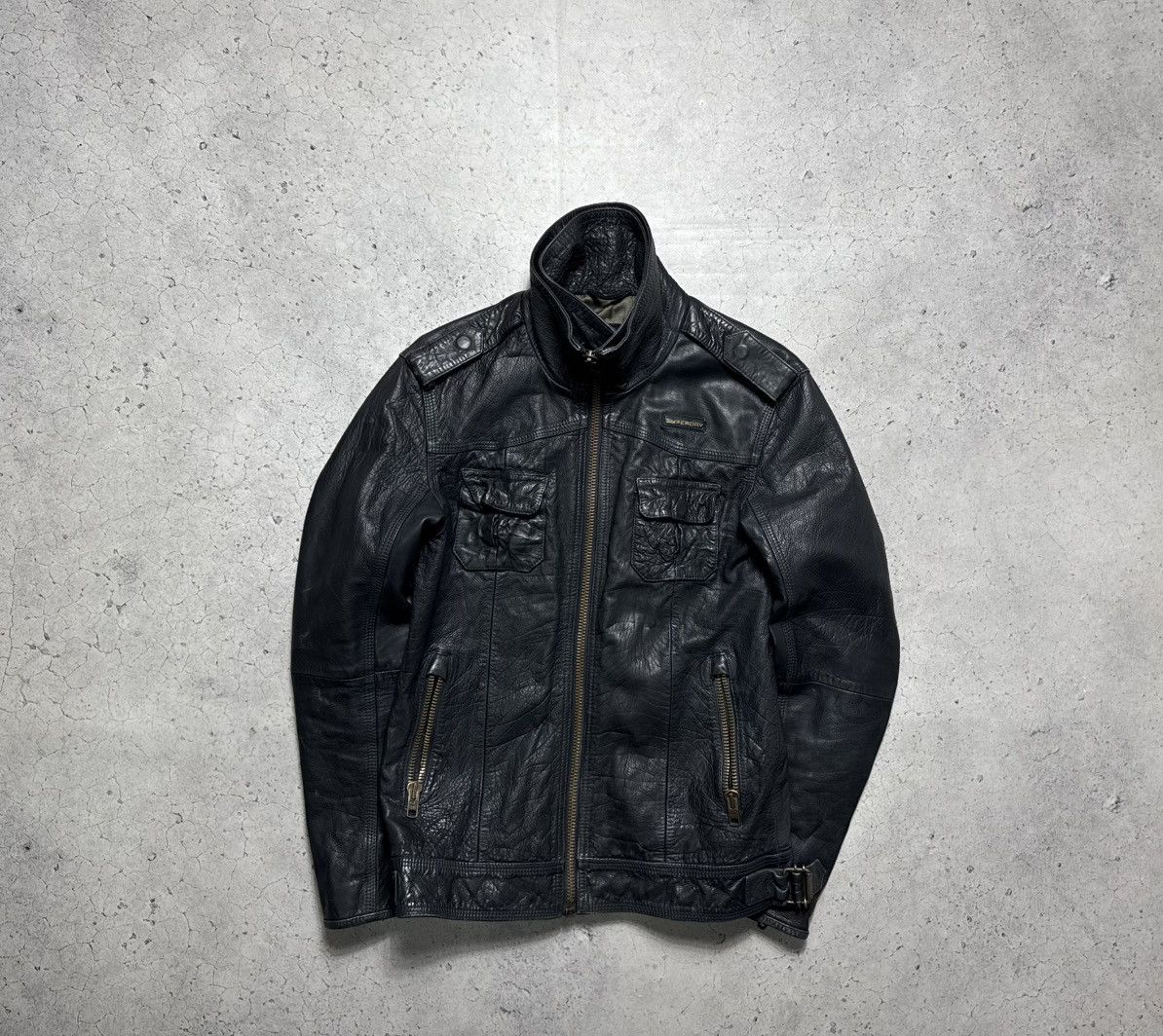 Superdry Superdy Leather Bomber Jacket Black Size US XS / EU 42 / 0 - 1 Thumbnail