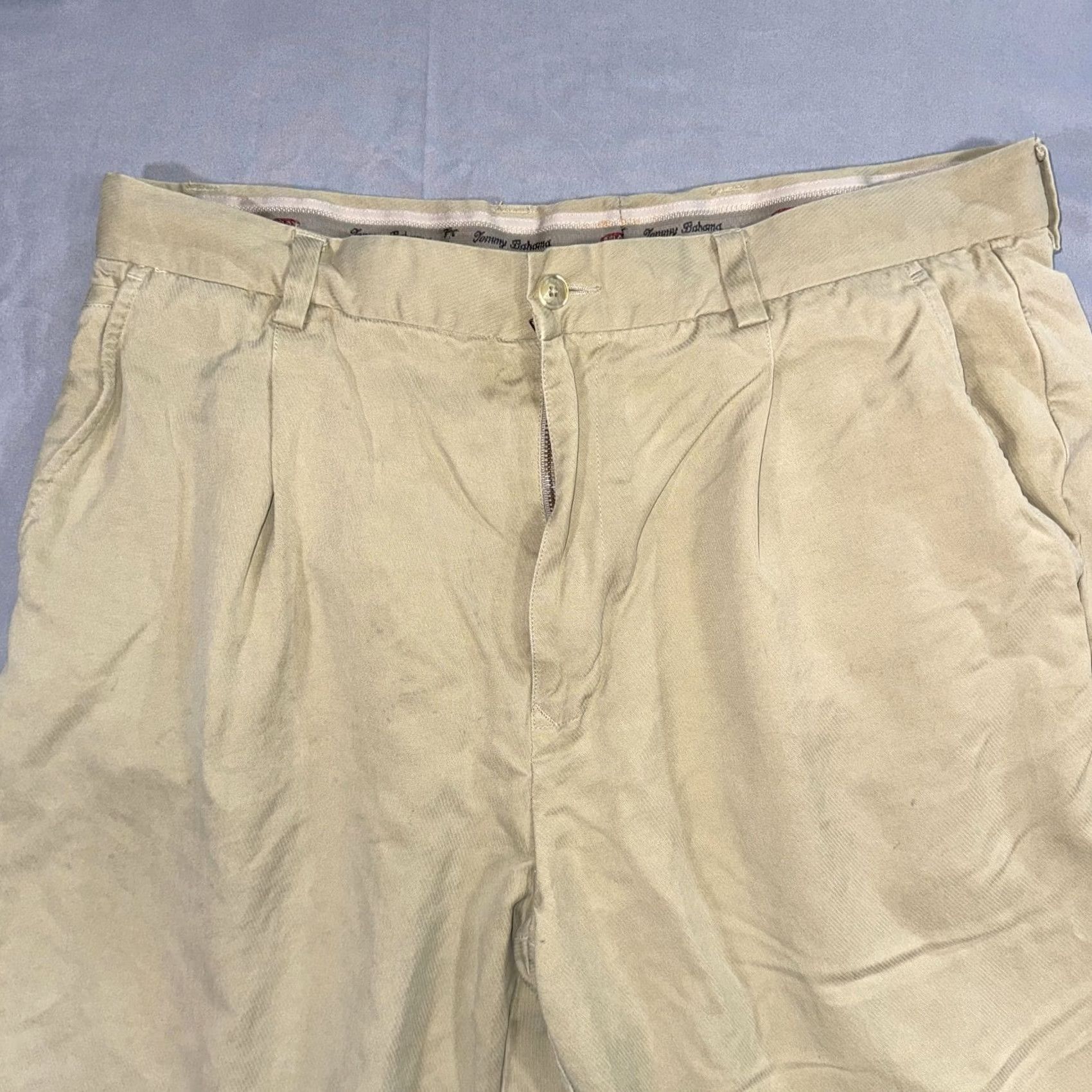 Tommy Bahama Tommy Bahama Pants Mens 35x30 Beige Silk Pleated Chino Relaxed Casual Travel Size US 35 - 3 Thumbnail