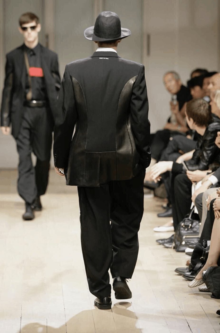 Yohji Yamamoto Yohji Yamamoto Pour Homme Leather Switching Tailored Jacket Size US XL / EU 56 / 4 - 6 Thumbnail
