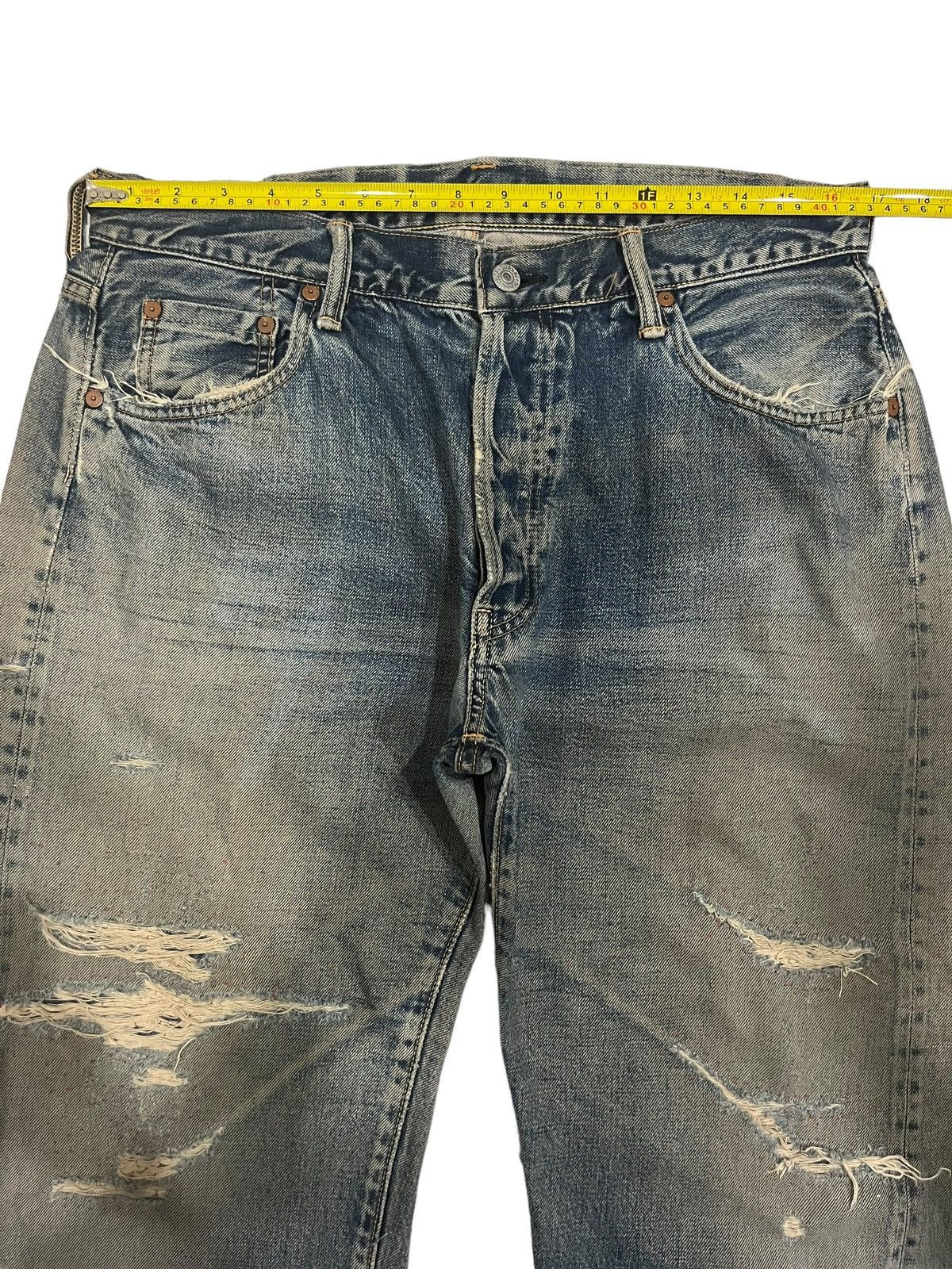 Japanese Brand × Johnbull × KOJIMA GENES Vintage Japanese Brand Sewing Chop Distressed Redline Jorts Size US 34 / EU 50 - 16 Thumbnail