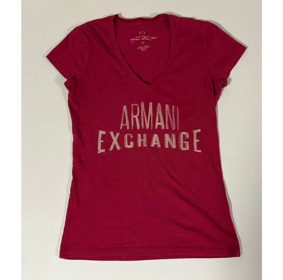 Armani Exchange Armani Exchange Sequin Logo V-Neck Shirt Top Blouse Tee XS♥️✨ Size XS / US 0-2 / IT 36-38 - 2 Thumbnail