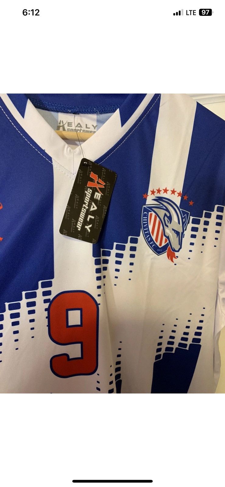 Other New Healy mens sz L Chivitas FC blue white jerset NWT Size US L / EU 52-54 / 3 - 1 Thumbnail