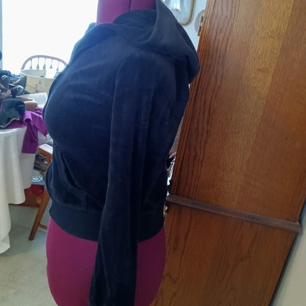 Victoria's Secret Victoria’s Secret Velour Zip Hoodie — Classic Black Y2K Size L / US 10 / IT 46 - 3 Thumbnail