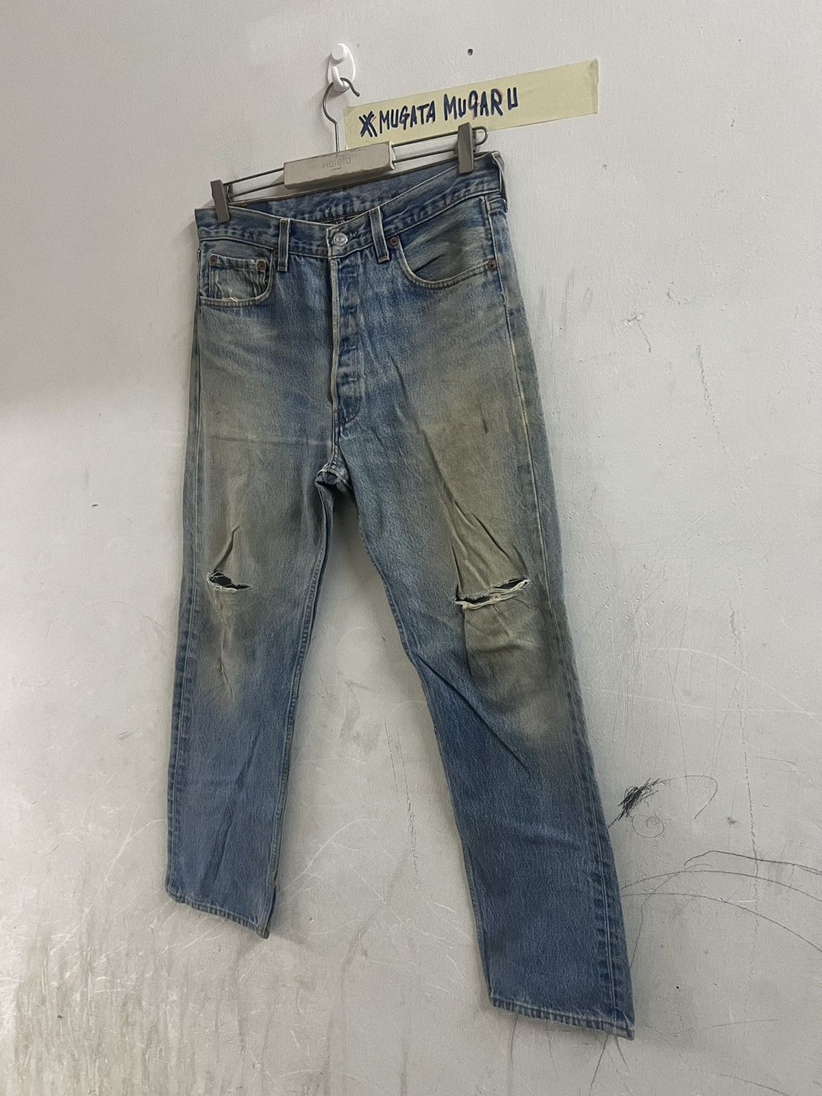 Japanese Brand THRASHED🔥VINTAGE LEVIS 501 KURT COBAIN DISTRESSED DENIM PANT Size US 35 - 6 Thumbnail