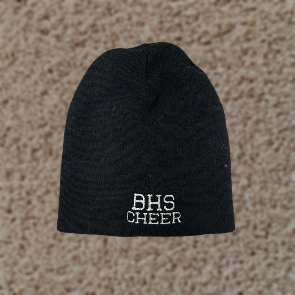 Vintage BHS Cheer Beanie Hat Adult One Size Black Knit Lined Snow Ski Mens Size ONE SIZE - 1 Thumbnail