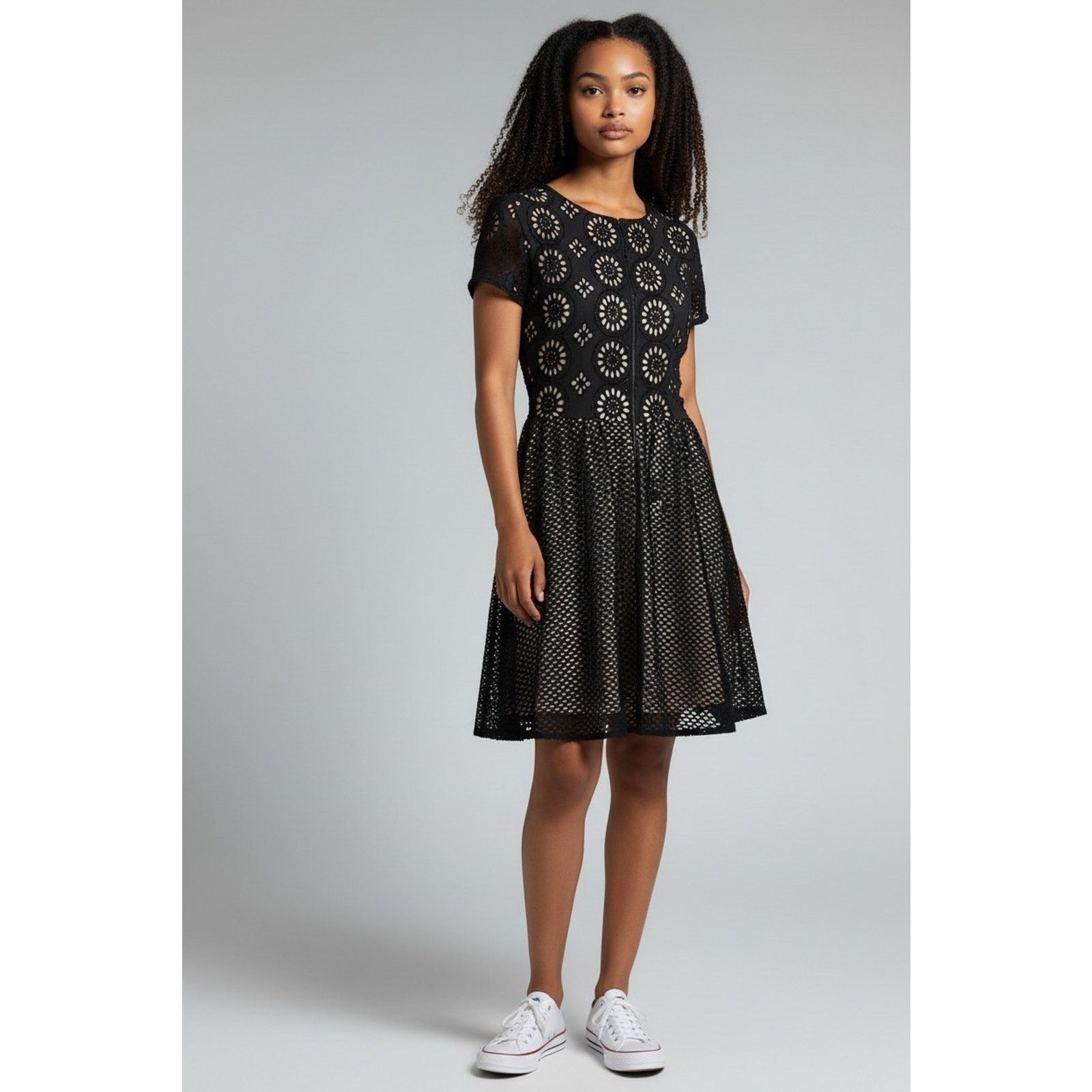 Alice + Olivia ALICE + OLIVIA Sonny Black Floral Beaded Eyelet Dress Size 8 Size M / US 6-8 / IT 42-44 - 1 Thumbnail