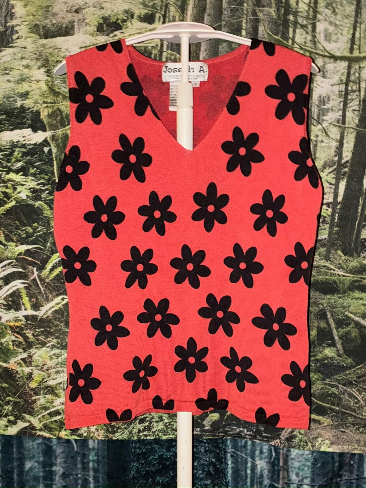 Other Vintage Joseph A. Quest-Ce-Qu’est Silk Knit Floral Vest Size S / US 4 / IT 40 - 1 Thumbnail