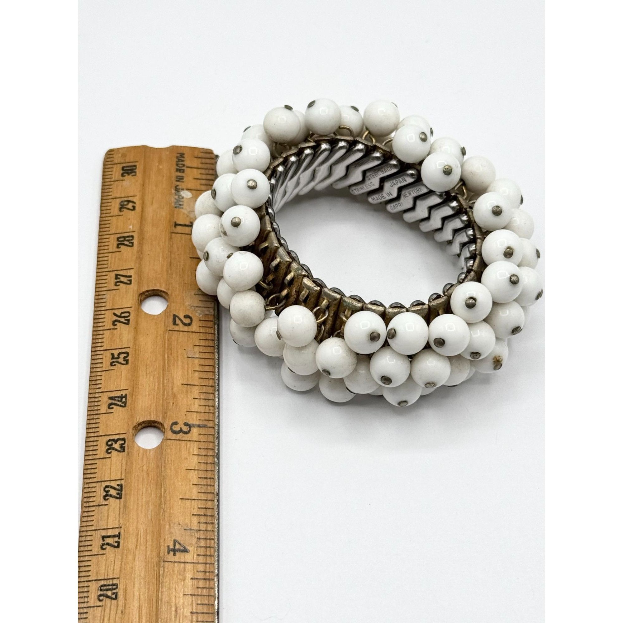 Vintage Vintage Capri cha cha milk glass beaded expansion bracelet Size ONE SIZE - 6 Thumbnail