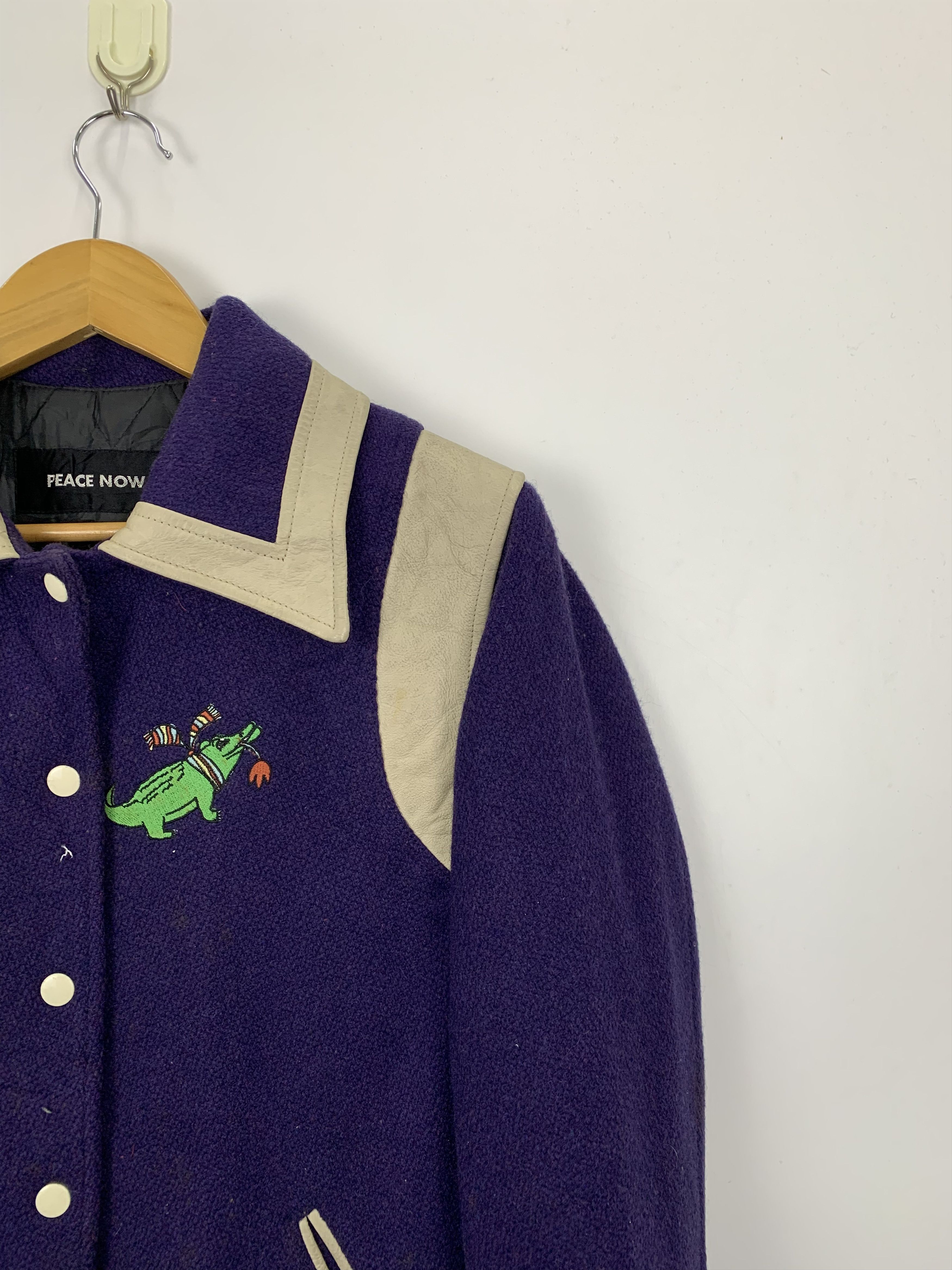 Vintage Vintage 80s Wool Leather Varsity Jacket Purple V0452 Size US M / EU 48-50 / 2 - 8 Thumbnail