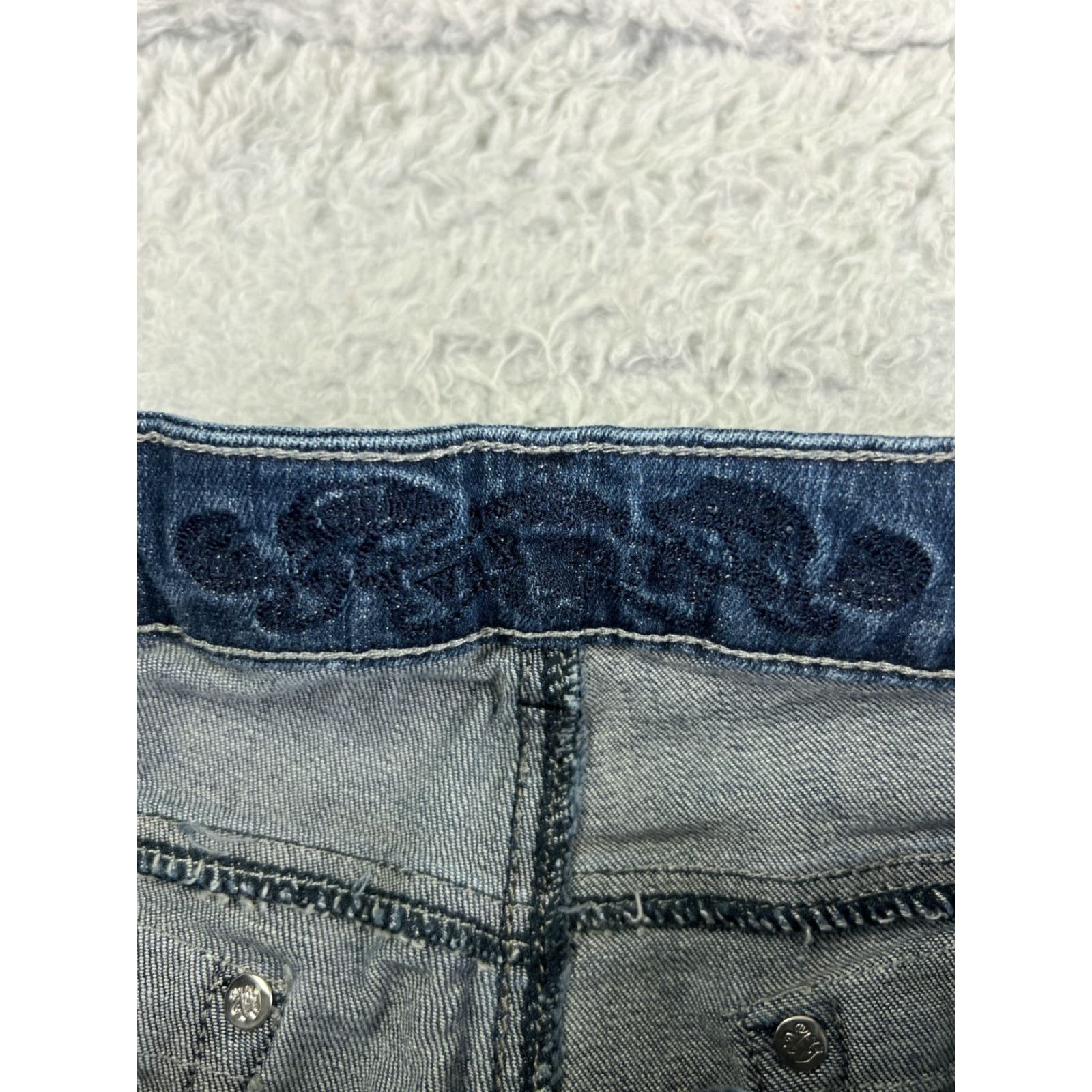 Vintage Wax Jeans Women's Jeans Bootcut Denim 27x30 Blue Cotton Blend Stretch 11 Regular Low Rise 5-Pocket Logo Button Embroidered Vintage No N/A Size 32" / US 10 / IT 46 - 6 Thumbnail