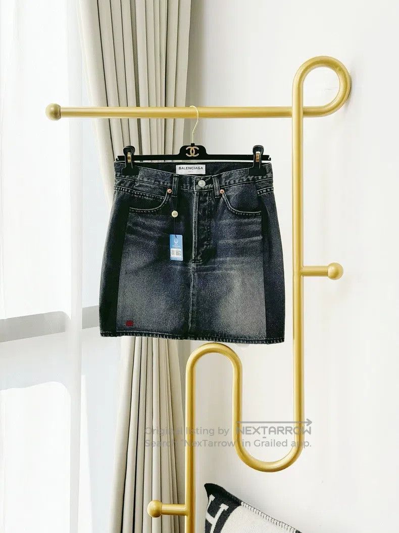 Balenciaga Balenciaga Dark Grey Denim Mini Skirt Size 33" - 1 Thumbnail