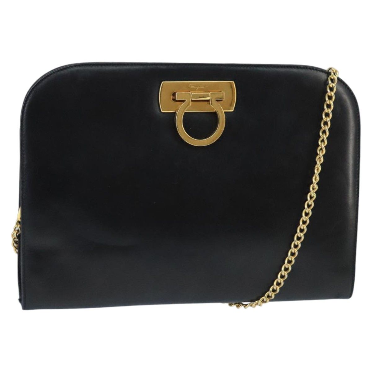 Salvatore Ferragamo Gancini Black Leather Shoulder Bag (Pre-Owned) Size ONE SIZE - 1 Thumbnail
