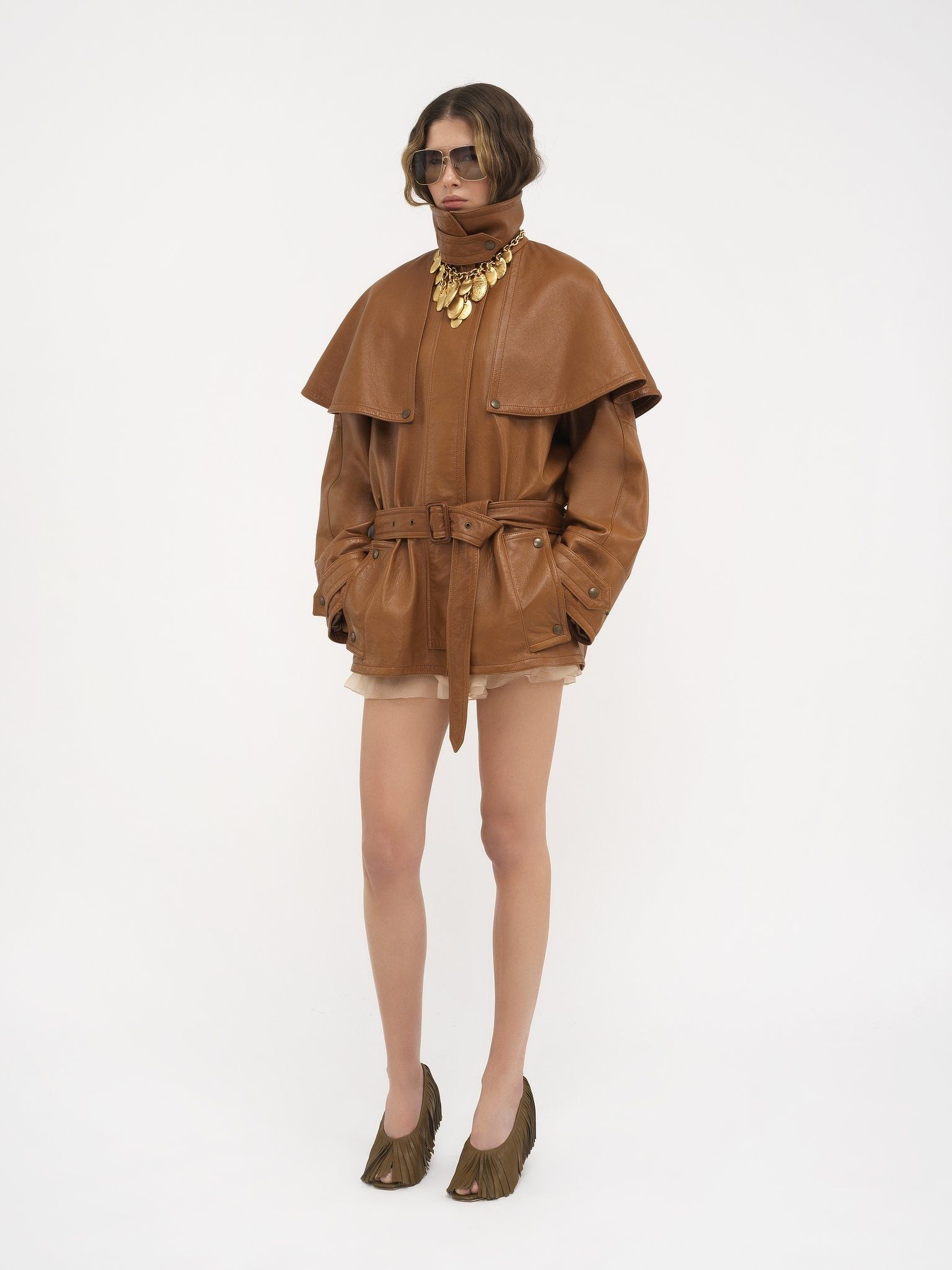 Chloe o1loc1c11025 Short Cape Trench Coat in Ochre Delight Size M / US 6-8 / IT 42-44 - 2 Thumbnail