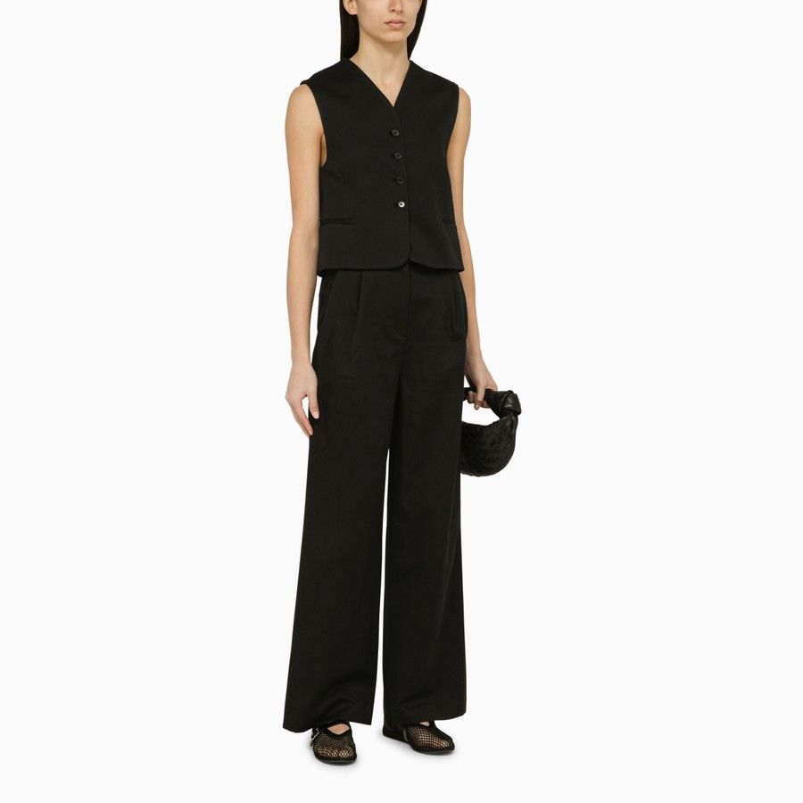 Loulou de Saison o1d2blof0824 Cotton And Linen Trouser in Black Size 28" / US 6 / IT 42 - 2 Thumbnail