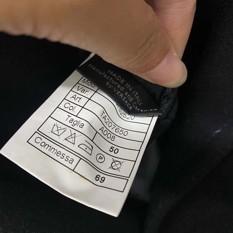 Versace Versace Black leather double-breasted wool coat coat Size US M / EU 48-50 / 2 - 7 Thumbnail
